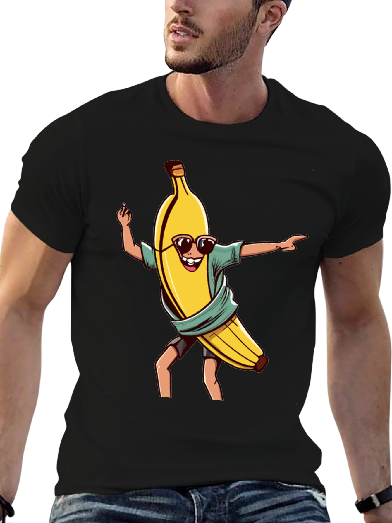 Cool Banana Graphic Tee - Black Cotton T-Shirt