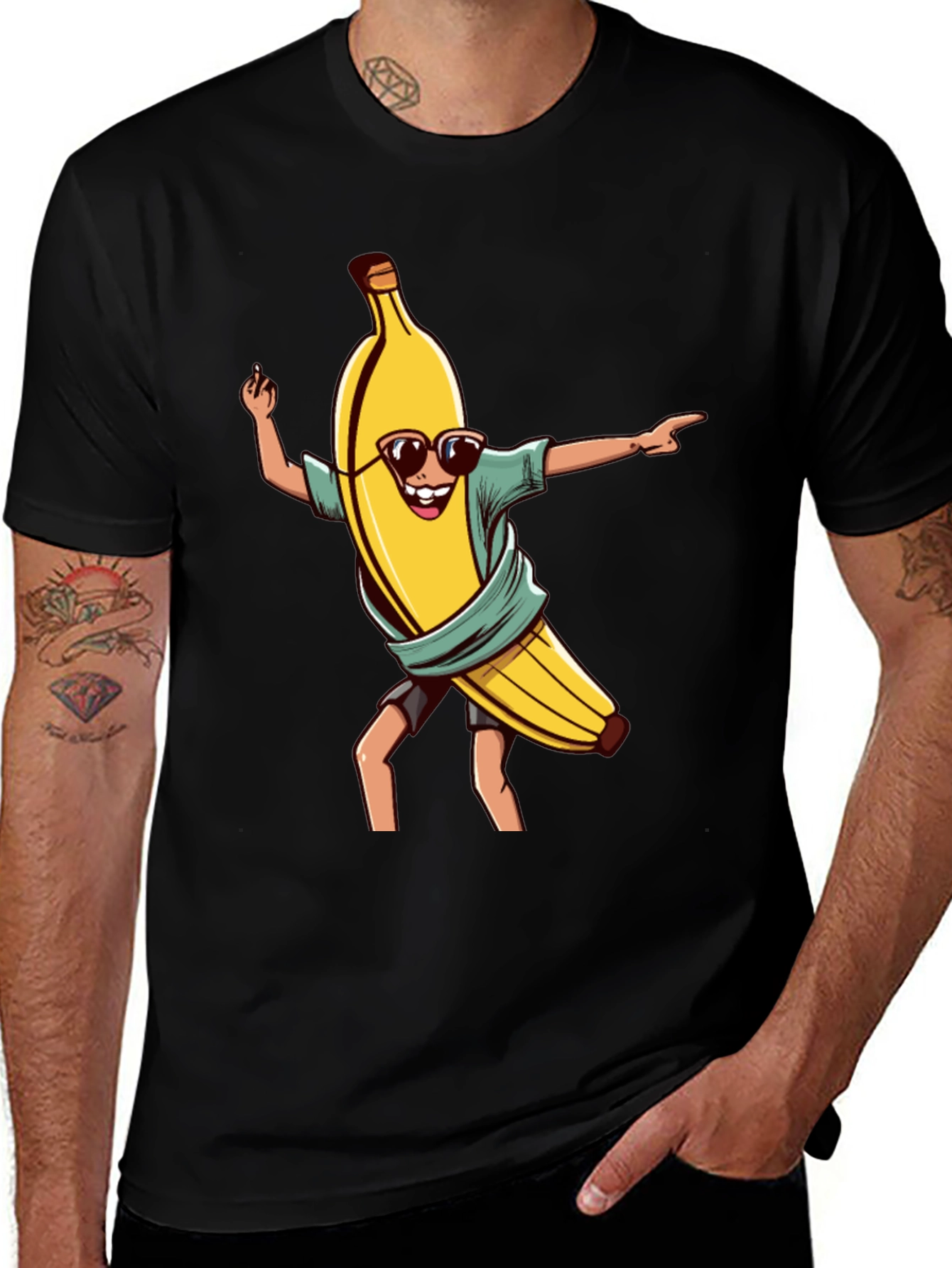 Cool Banana Graphic Tee - Black Cotton T-Shirt