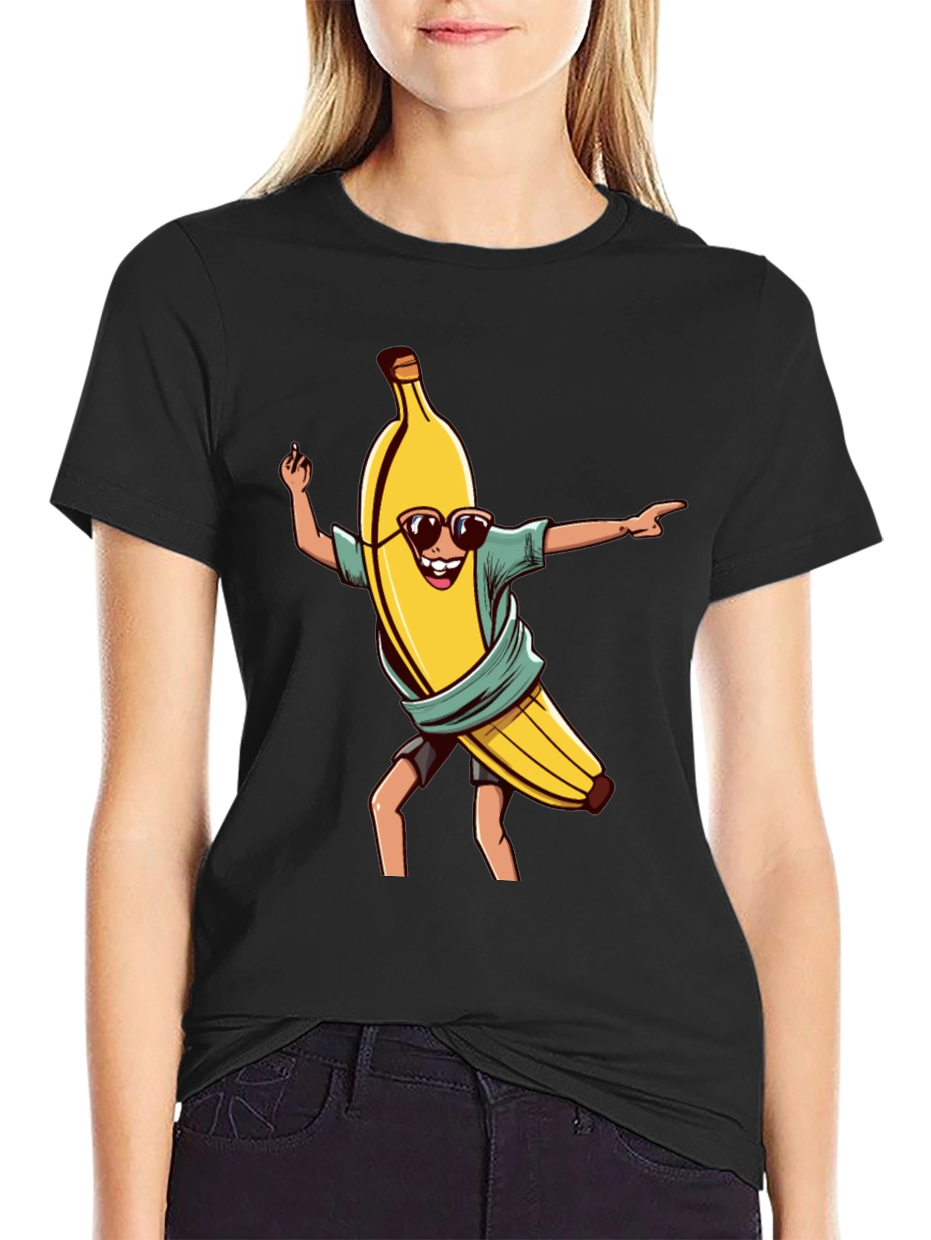 Cool Banana Graphic Tee - Black Cotton T-Shirt