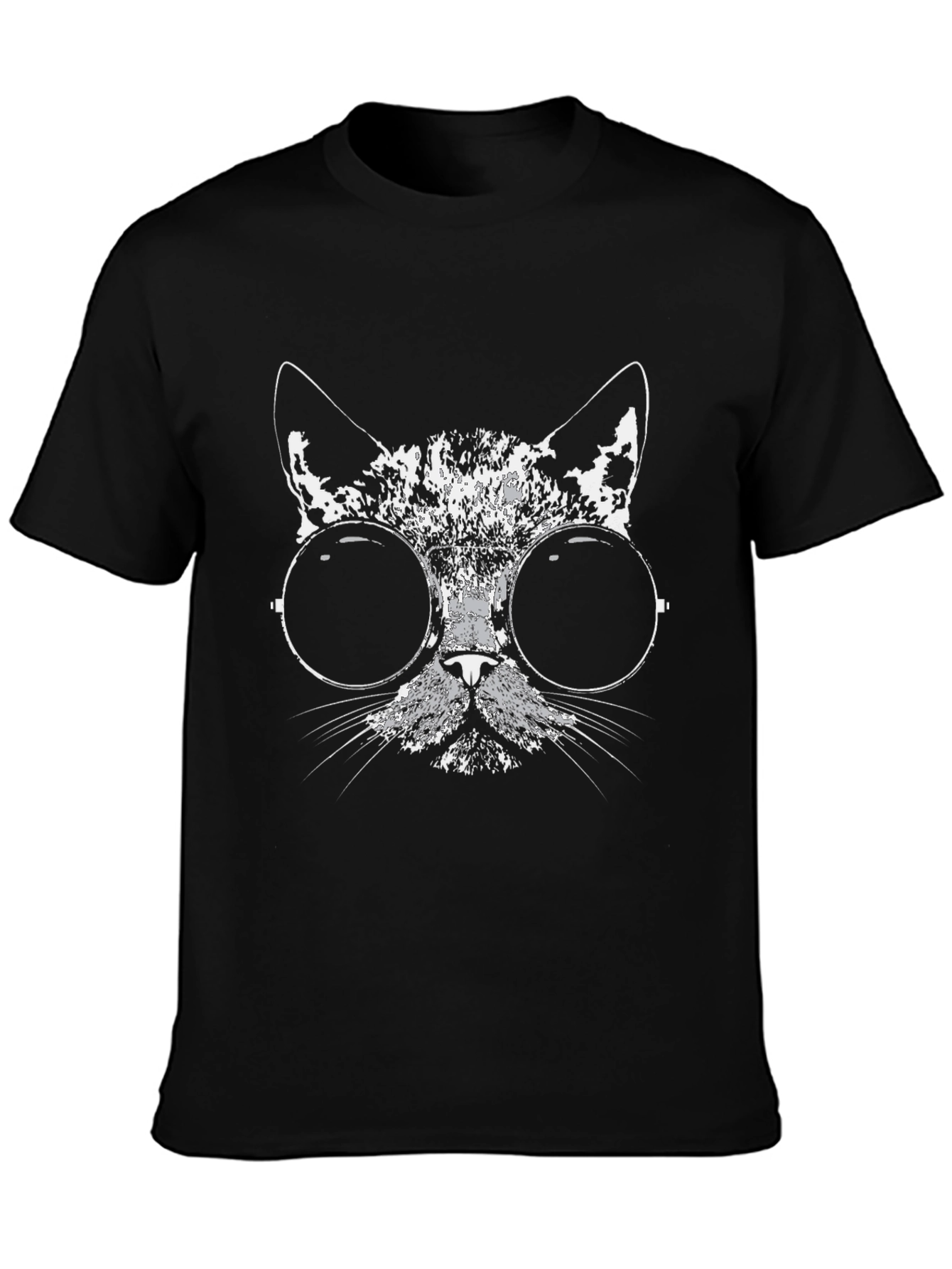 Cool Cat Graphic Tee - Black Cotton Blend