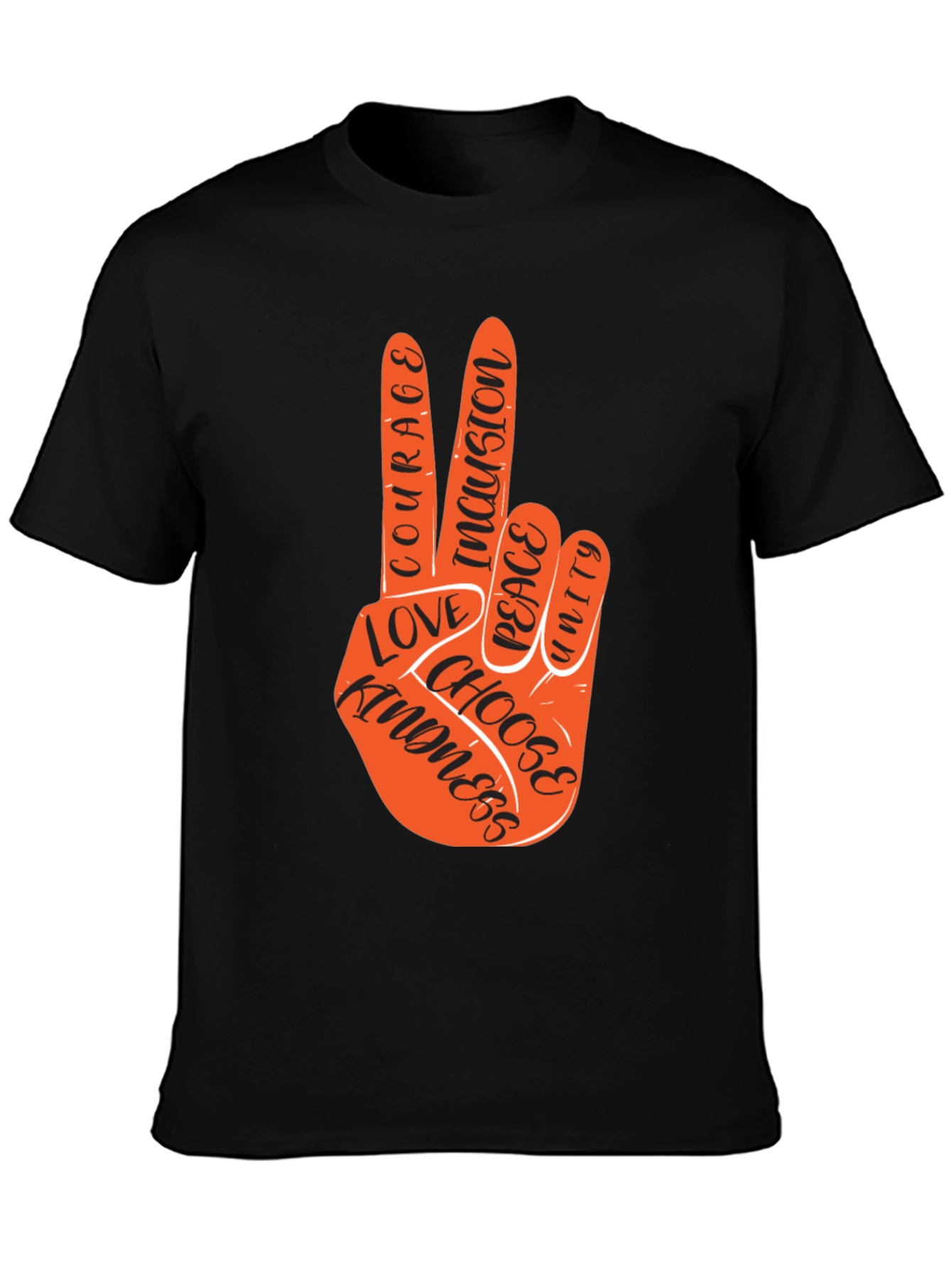 Peace Hand T-Shirt - Courage Kindness Love Inclusion Unity