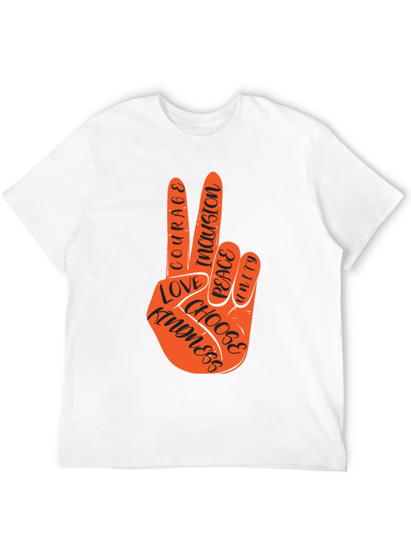 Peace Hand T-Shirt - Courage Kindness Love Inclusion Unity
