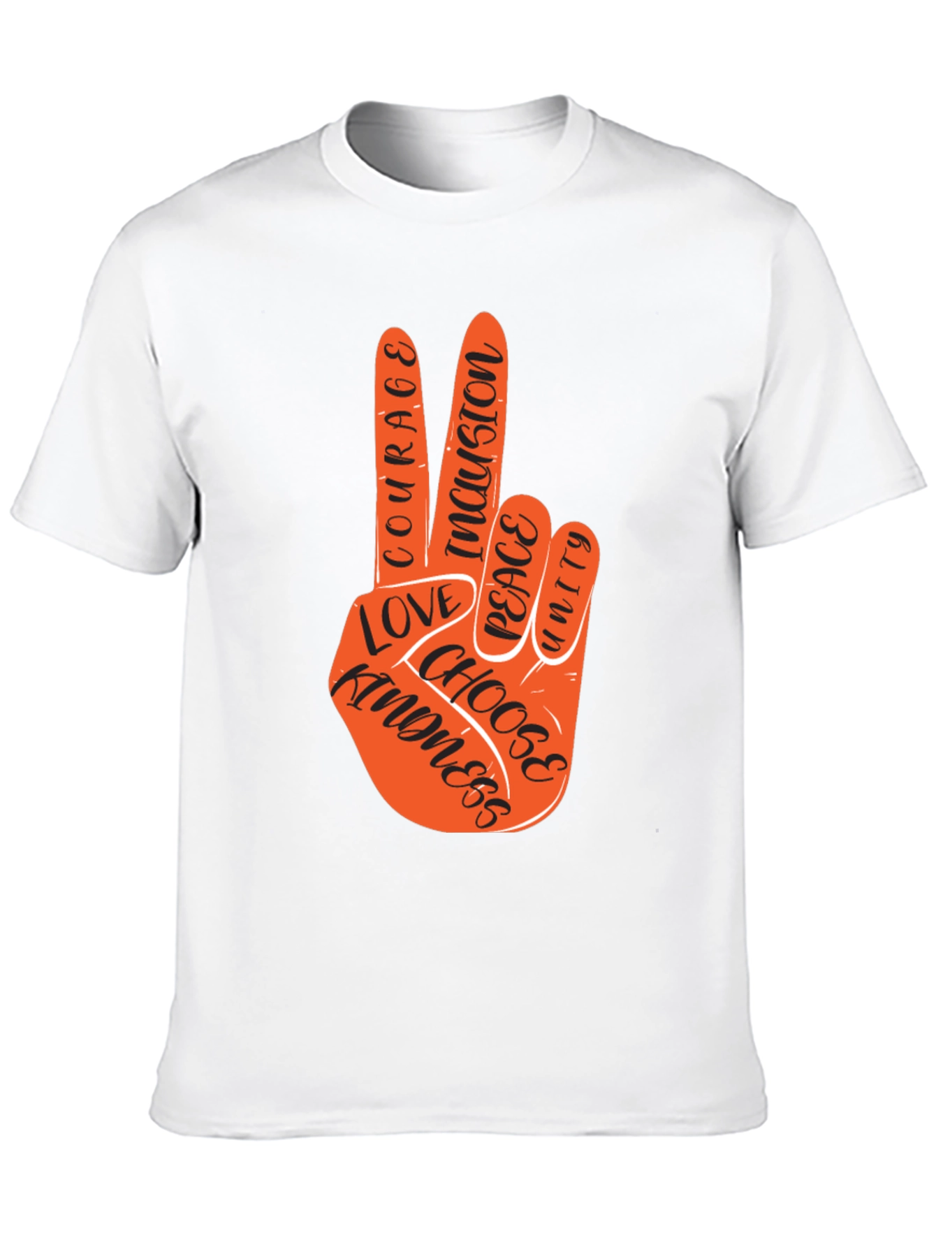 Peace Hand T-Shirt - Courage Kindness Love Inclusion Unity