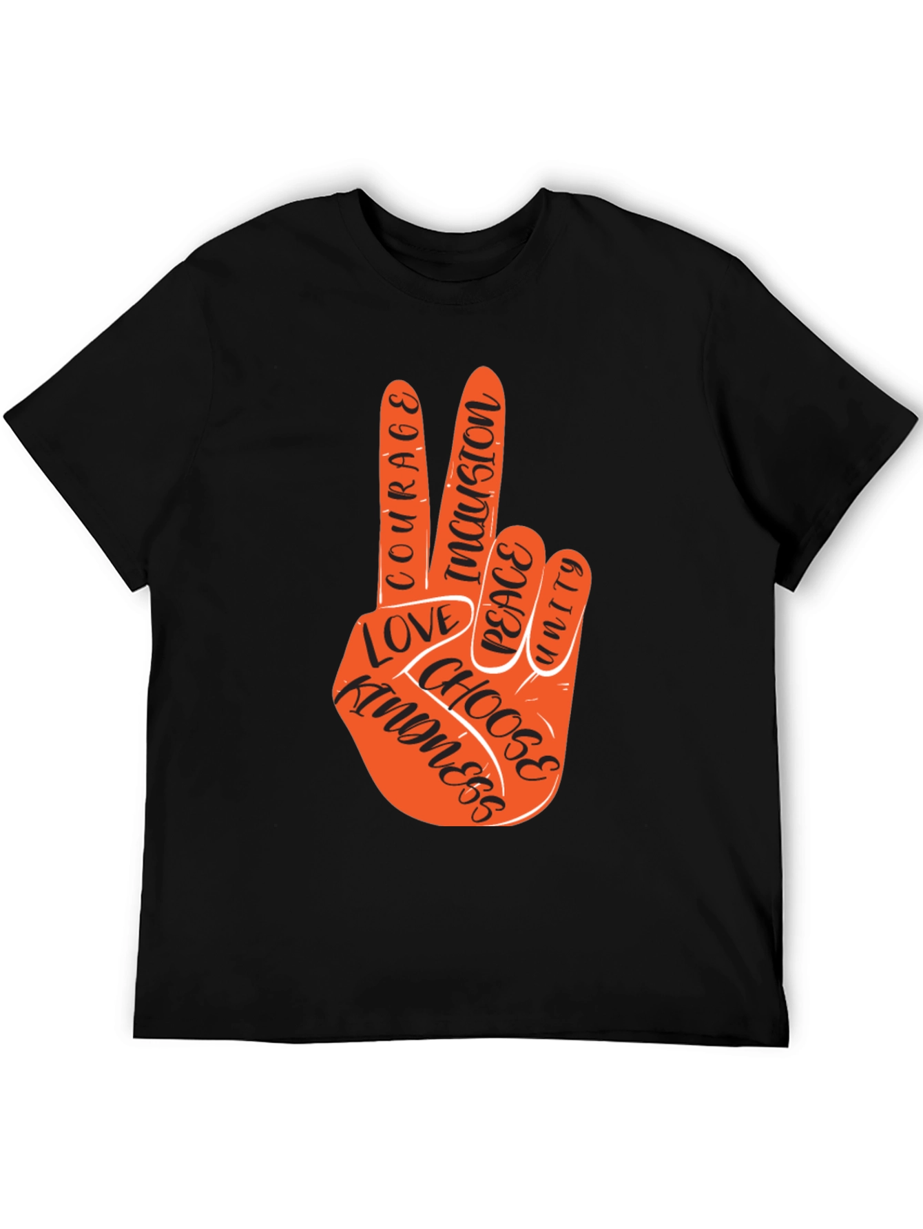Peace Hand T-Shirt - Courage Kindness Love Inclusion Unity