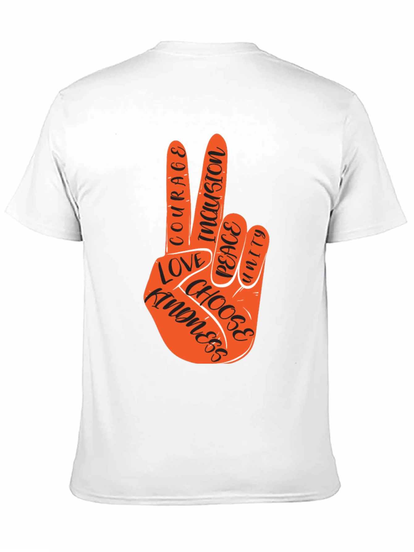 Peace Hand T-Shirt - Courage Kindness Love Inclusion Unity
