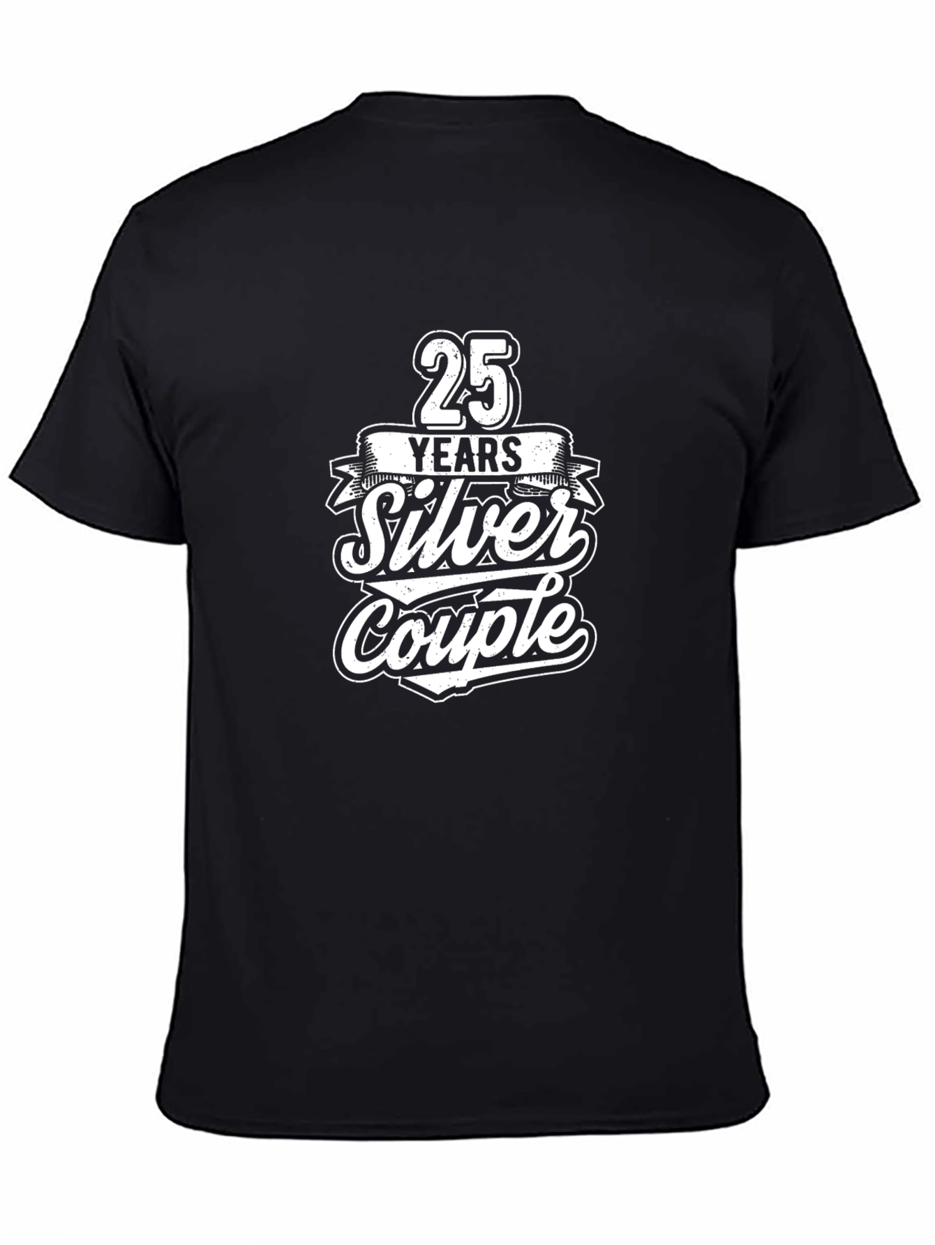 25 Years Silver Couple Black T-Shirt