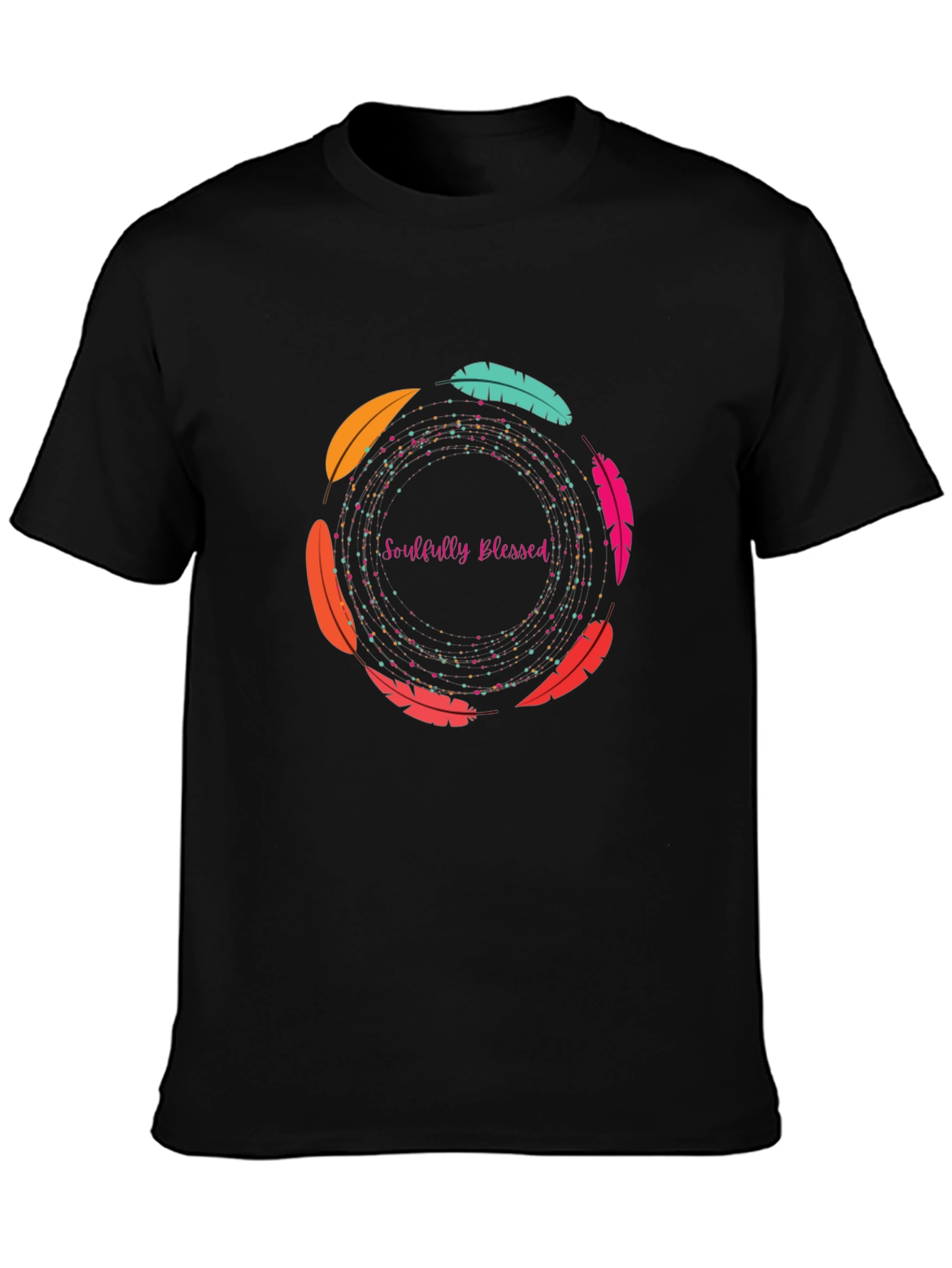 Soulfully Blessed Feather Circle Graphic Tee