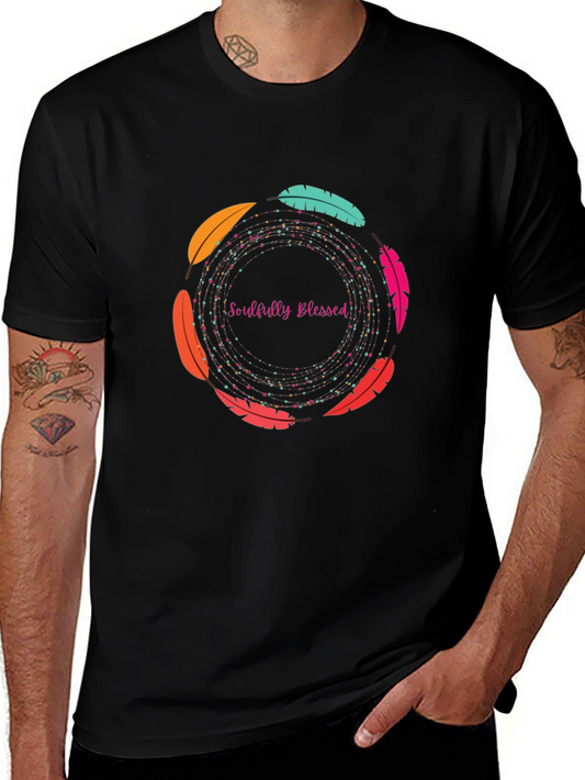 Soulfully Blessed Feather Circle Graphic Tee