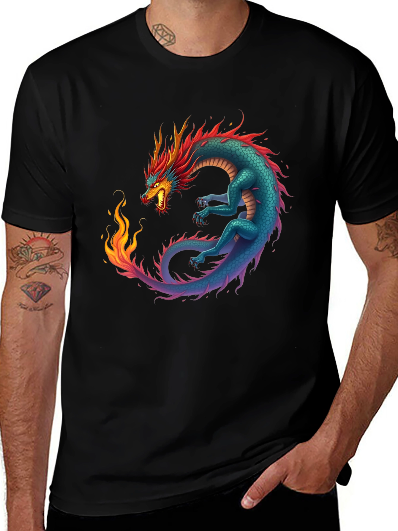 Dragon Graphic Tee - Mens Black T-Shirt