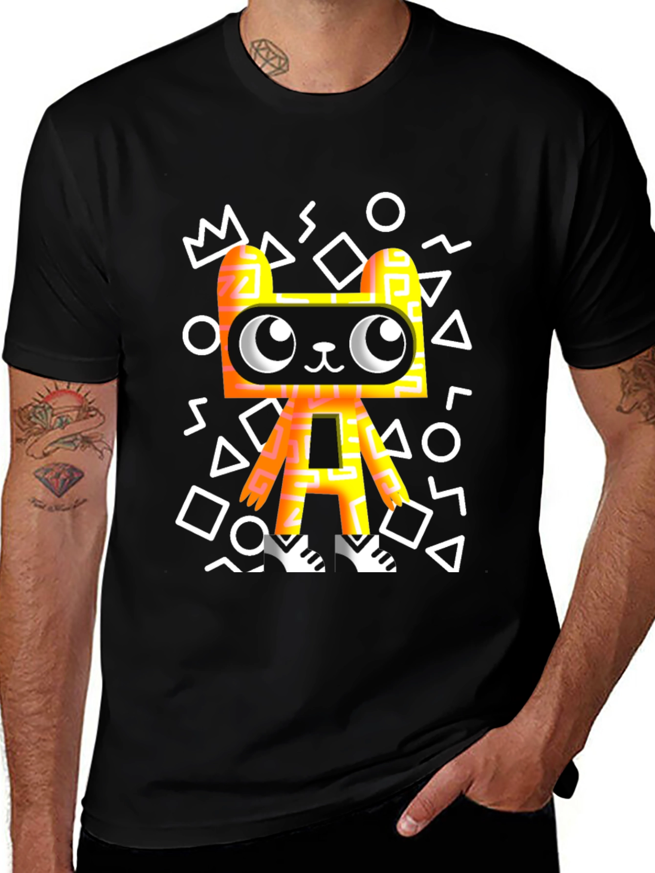 Graphic Tee - Funky Geometric Bear T-Shirt