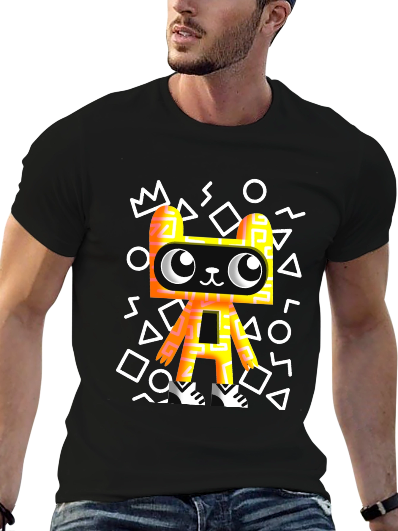 Graphic Tee - Funky Geometric Bear T-Shirt
