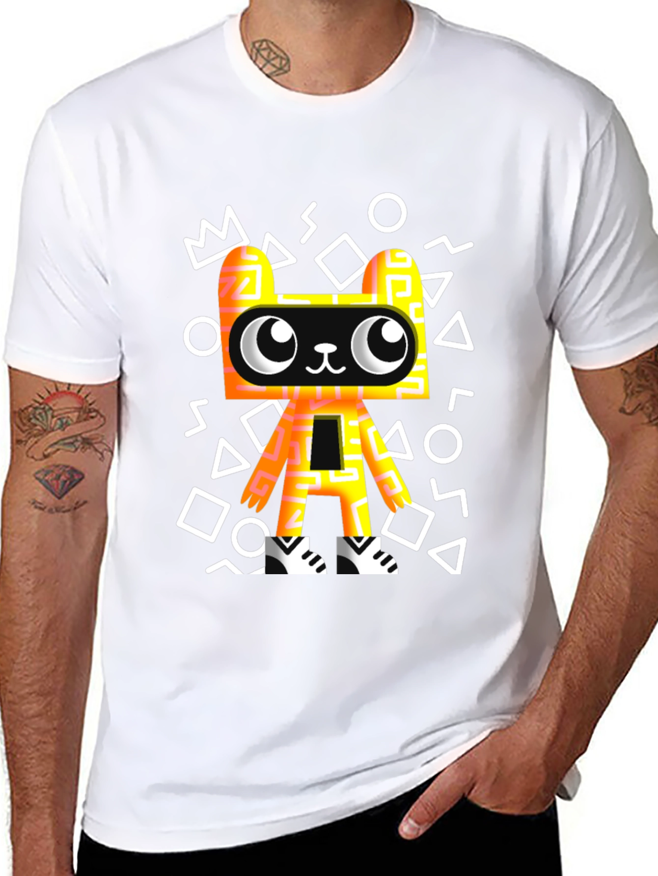 Graphic Tee - Funky Geometric Bear T-Shirt