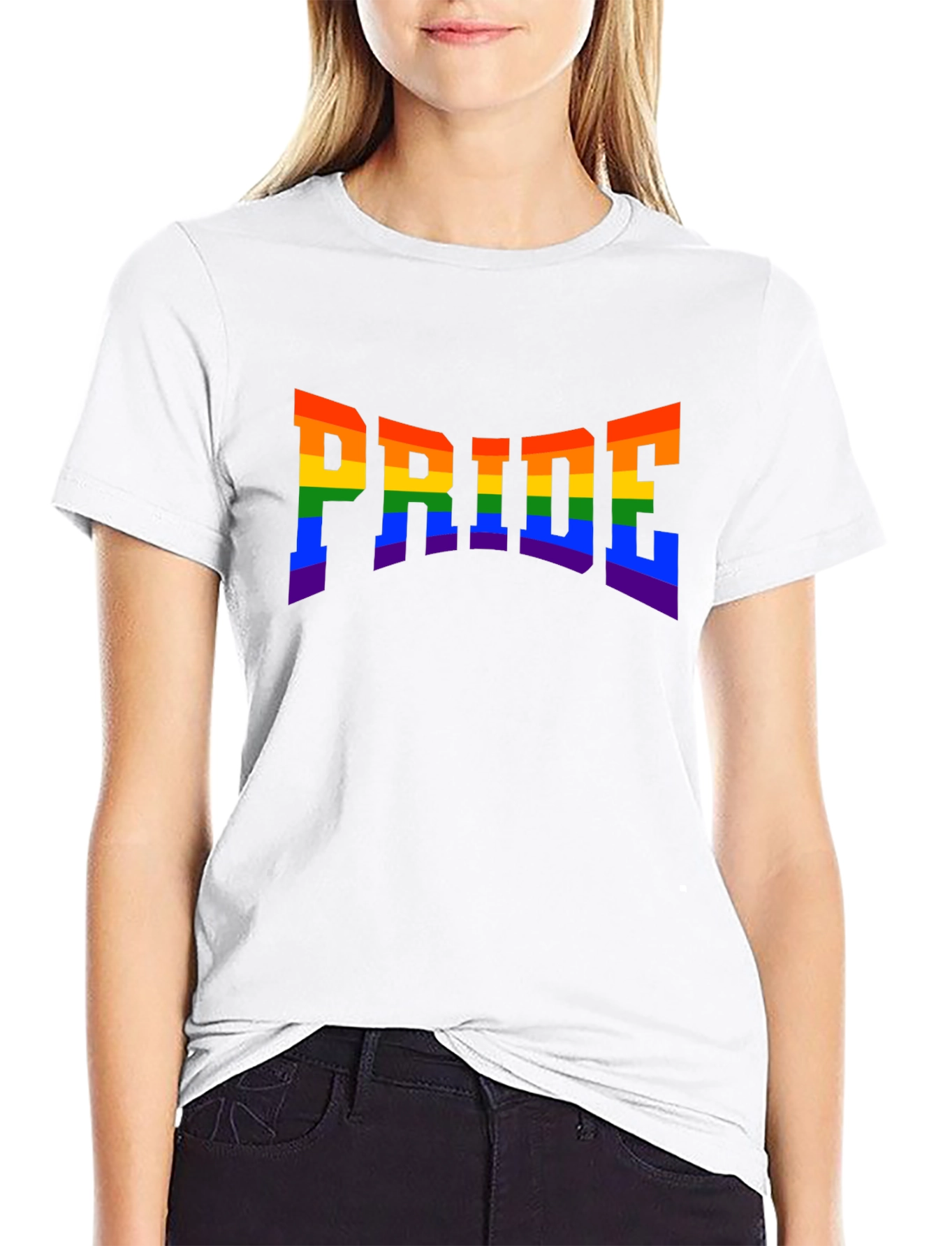 Pride Rainbow Graphic Tee - Black Cotton T-Shirt