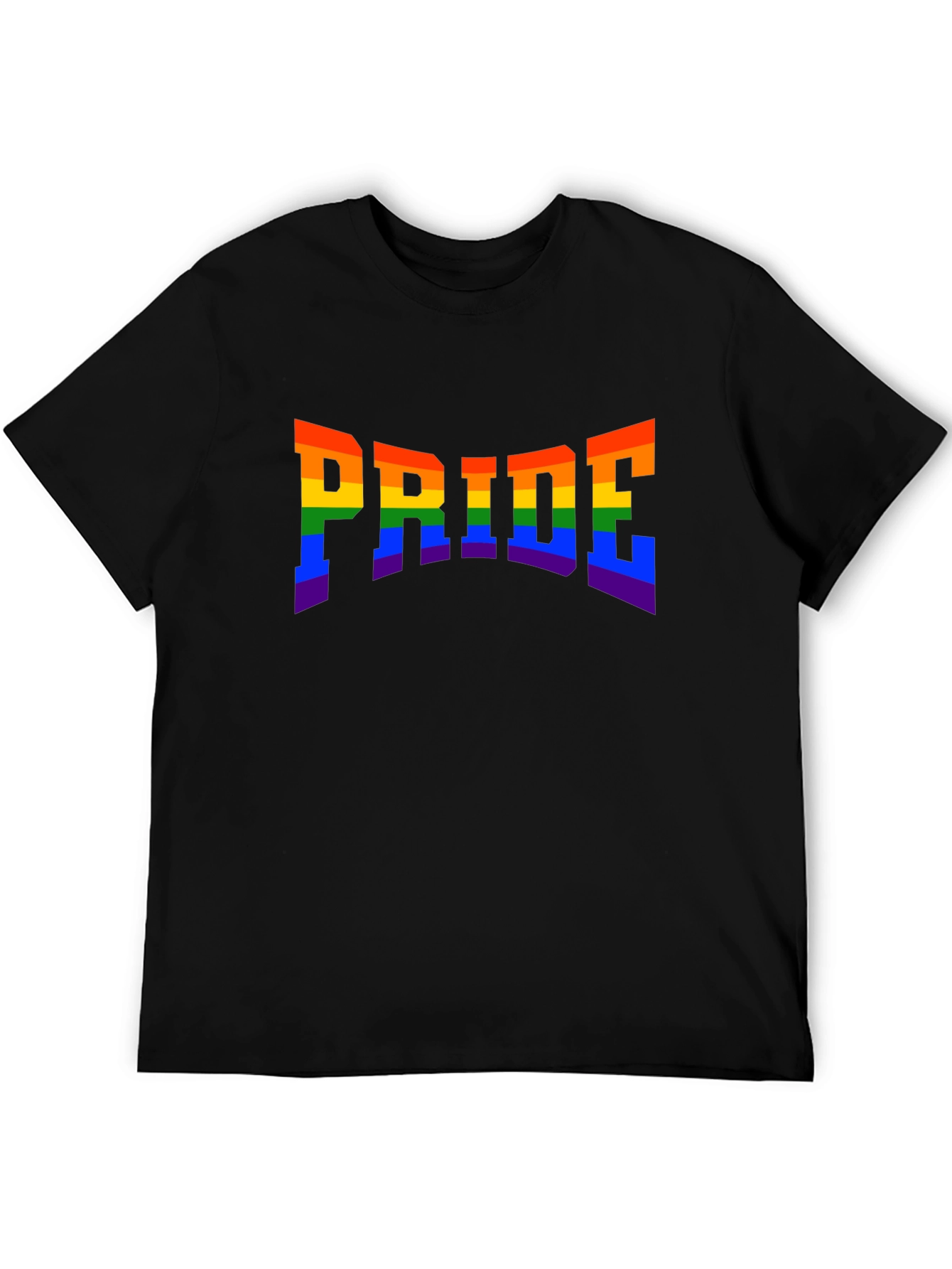 Pride Rainbow Graphic Tee - Black Cotton T-Shirt