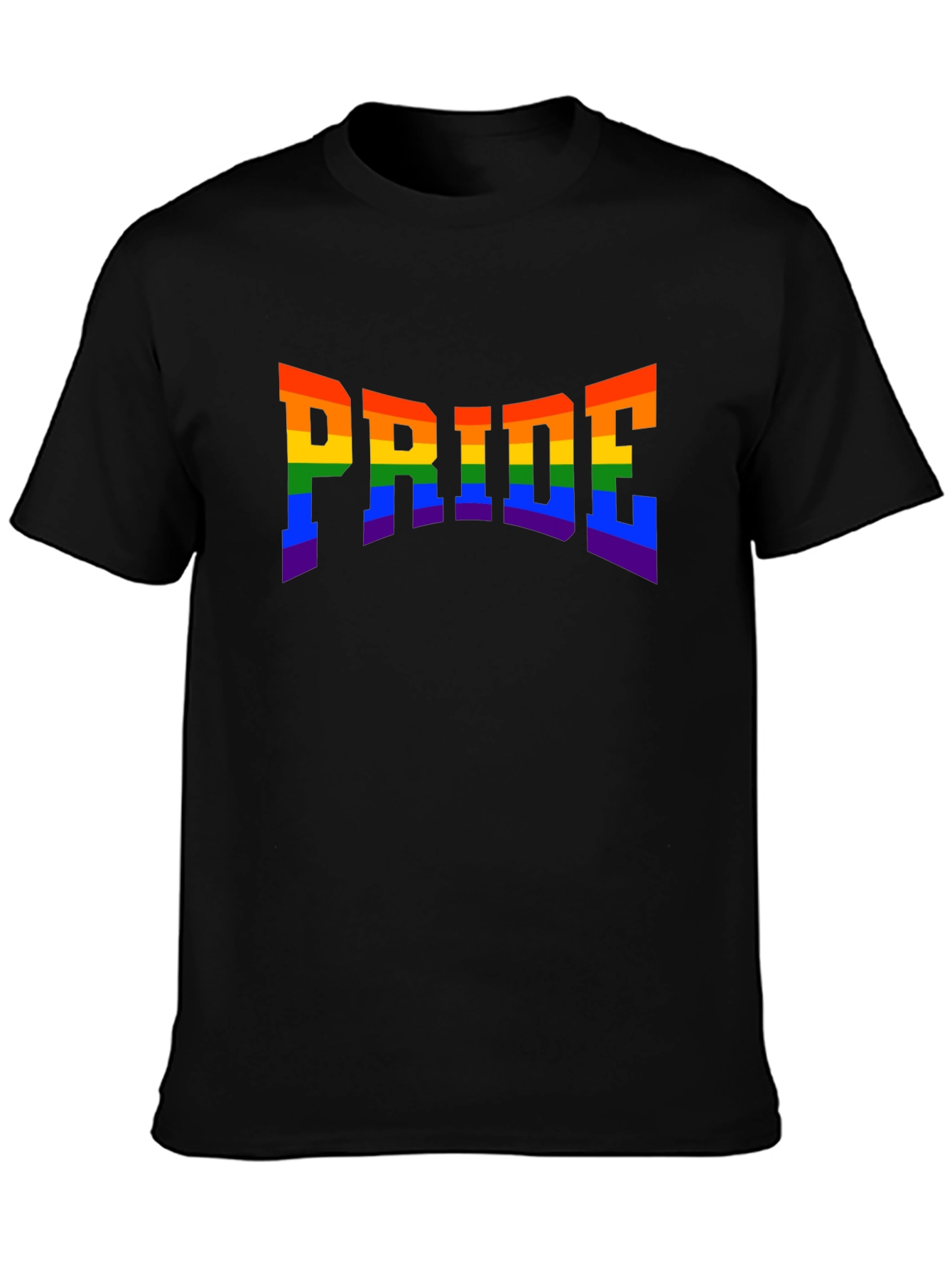 Pride Rainbow Graphic Tee - Black Cotton T-Shirt