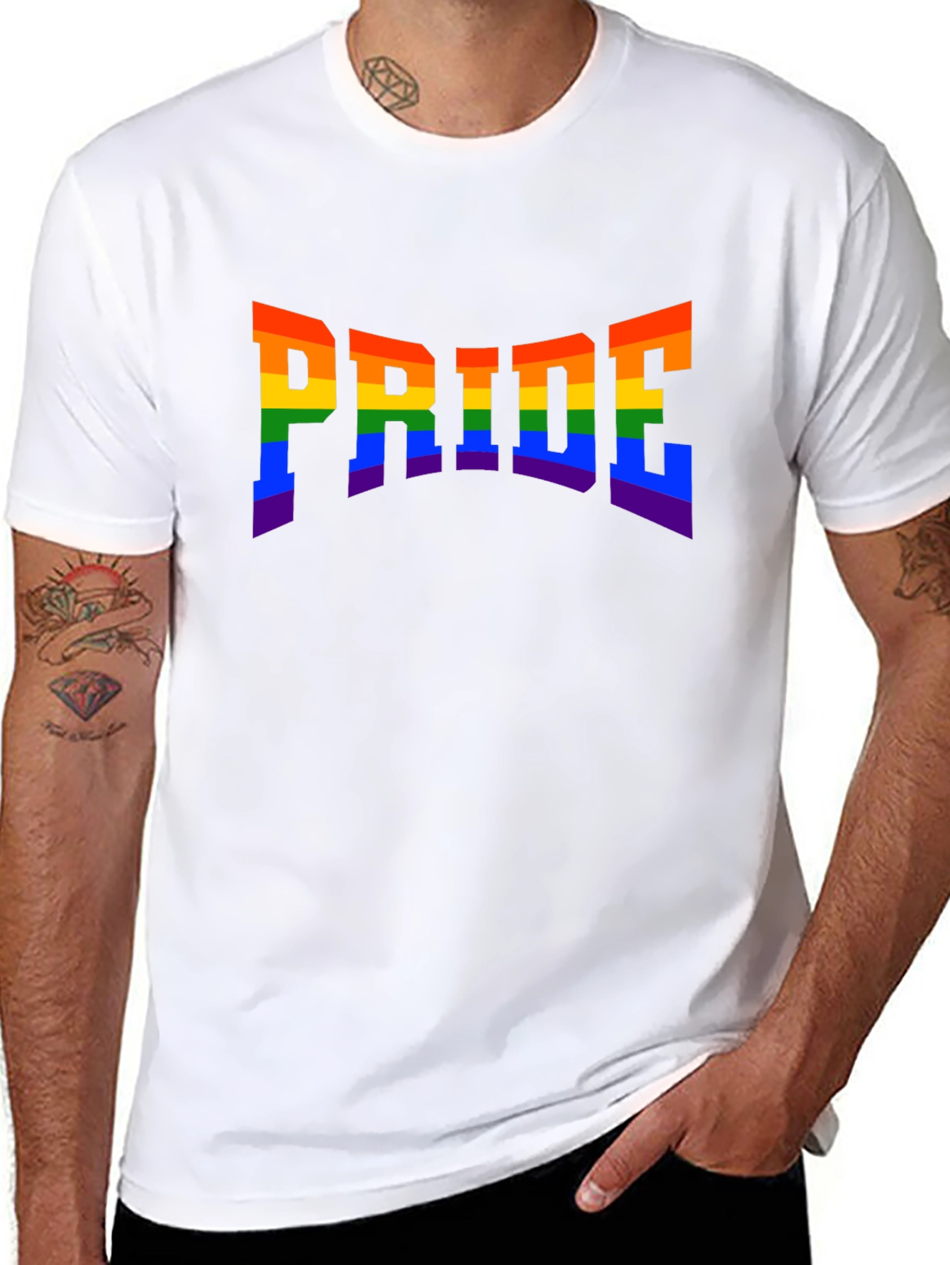 Pride Rainbow Graphic Tee - Black Cotton T-Shirt