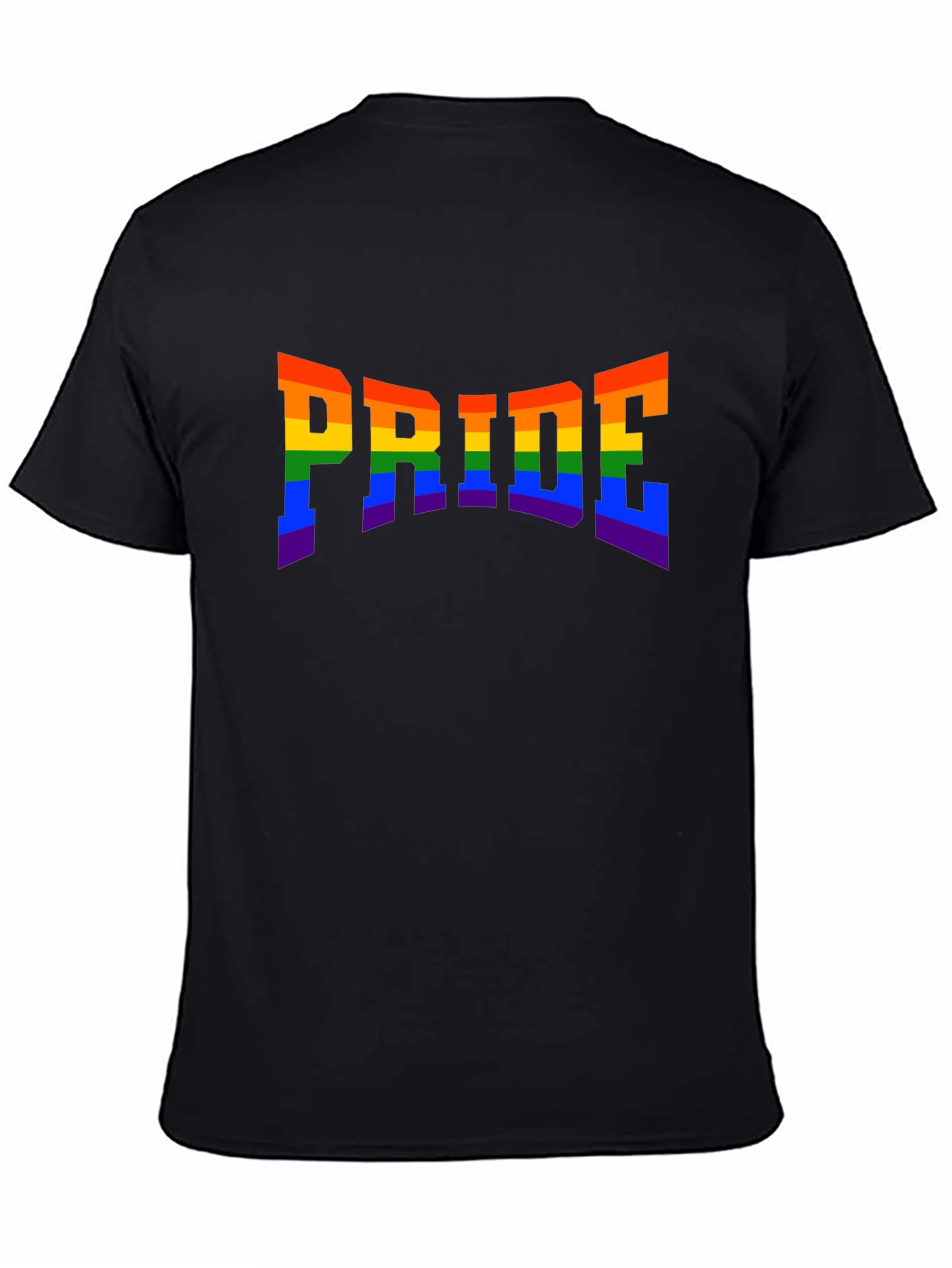 Pride Rainbow Graphic Tee - Black Cotton T-Shirt