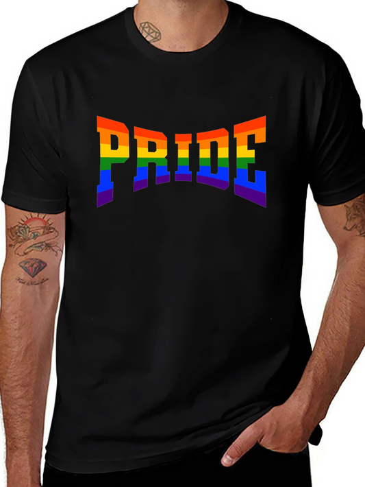 Pride Rainbow Graphic Tee - Black Cotton T-Shirt