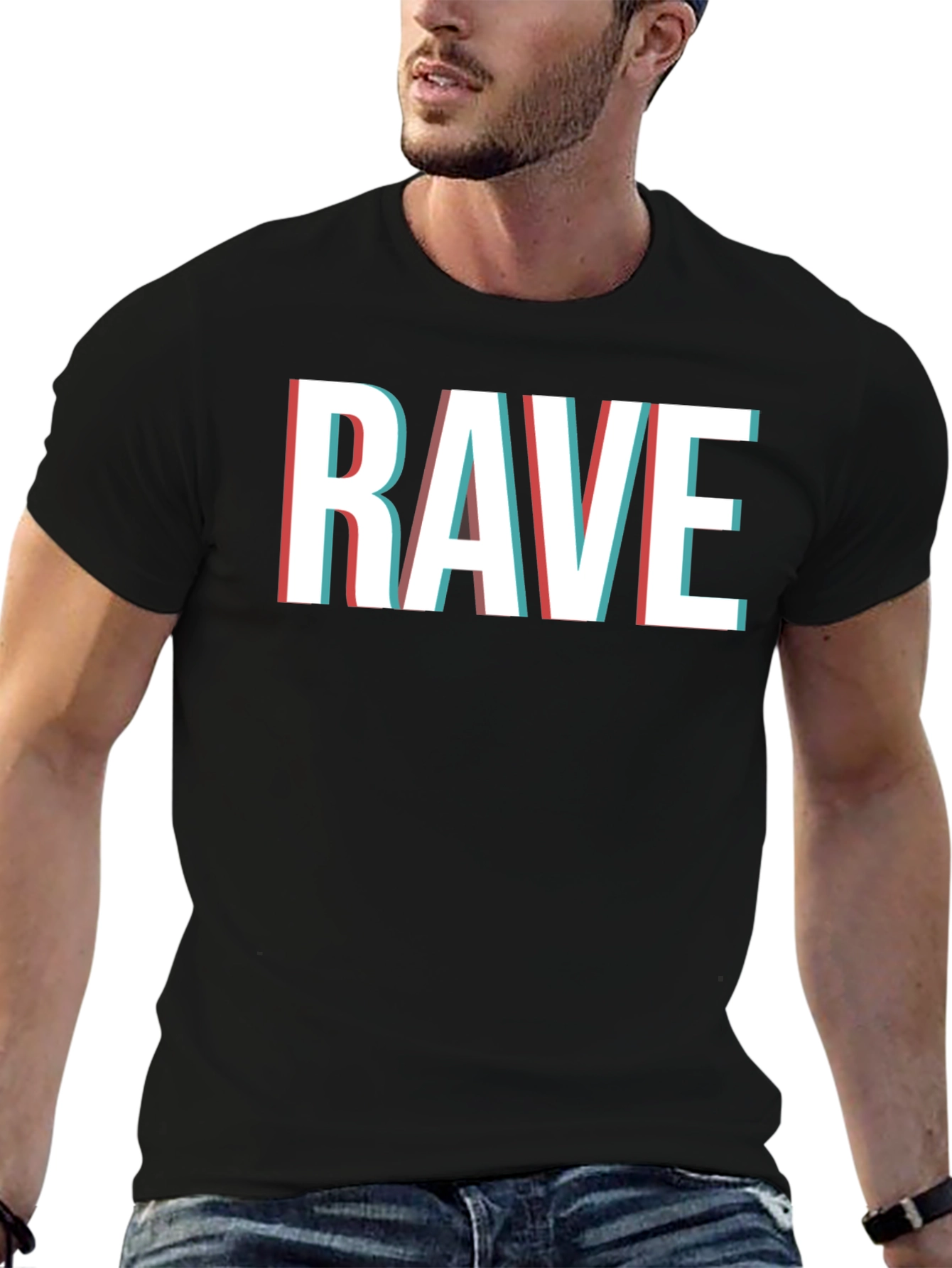 Rave Glitch Effect Graphic Tee - Classic Fit