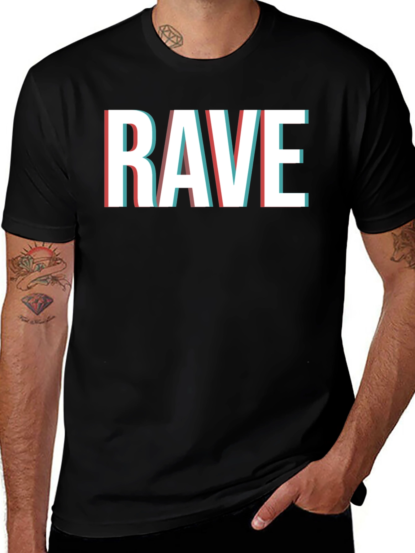 Rave Glitch Effect Graphic Tee - Classic Fit