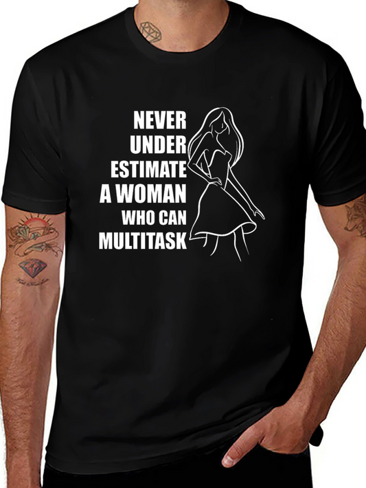 Multitasking Woman Graphic Tee - Black