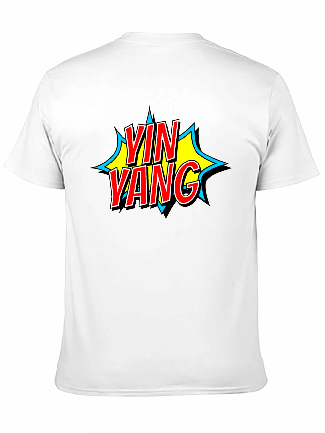 Yin Yang Comic Style Graphic T-Shirt - Black