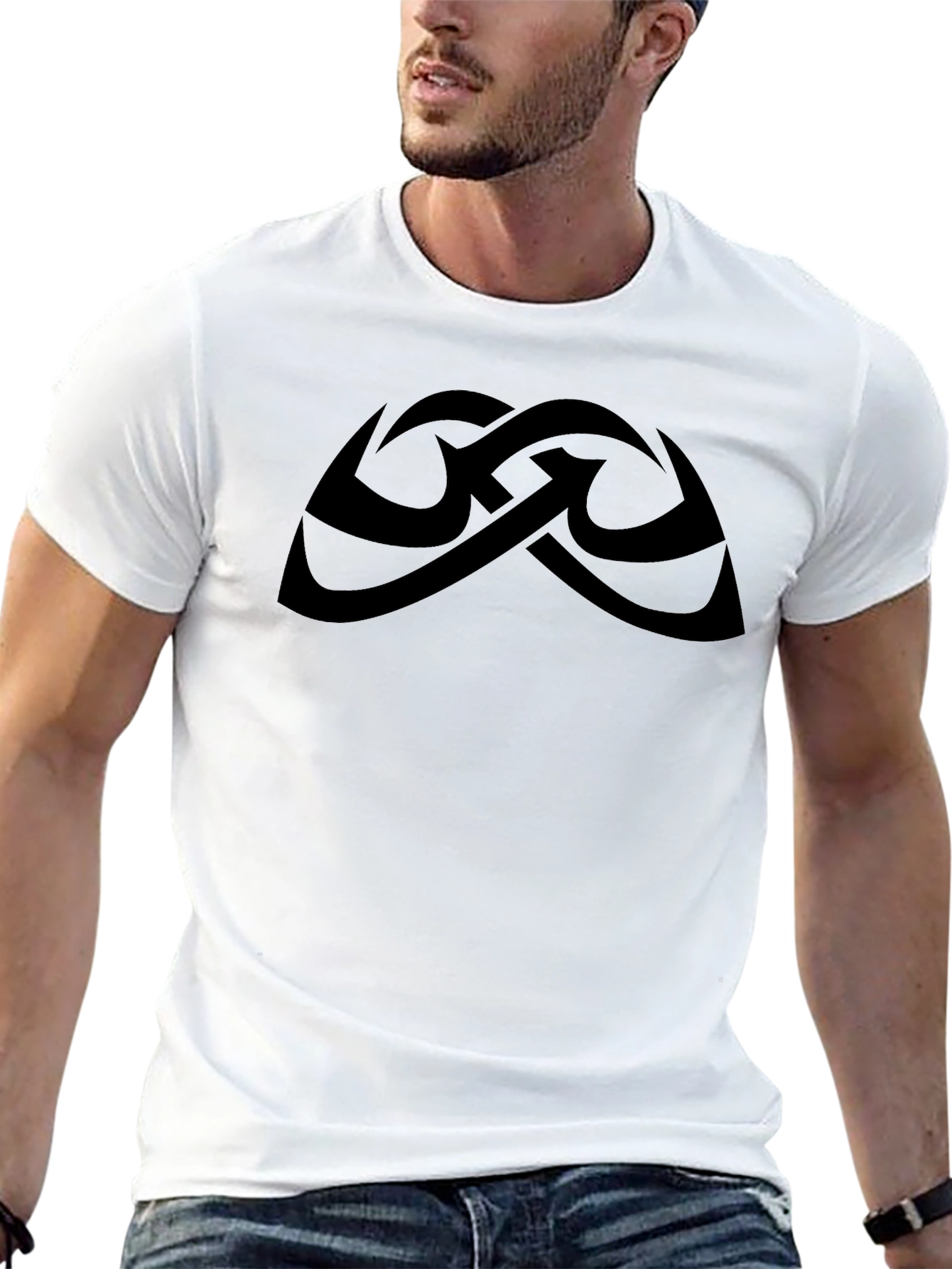 Mens Black T-Shirt with Abstract Graphic Design