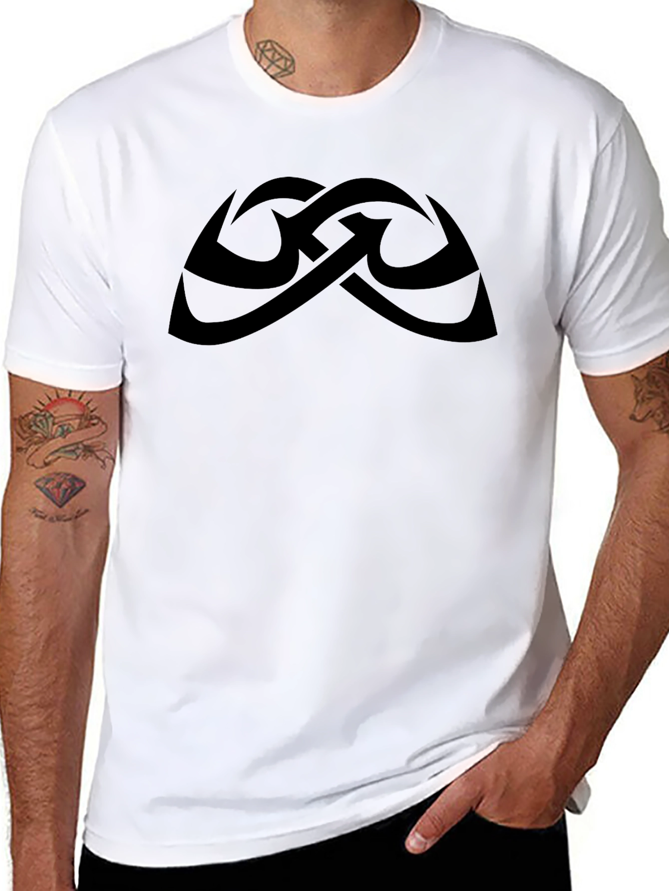 Mens Black T-Shirt with Abstract Graphic Design