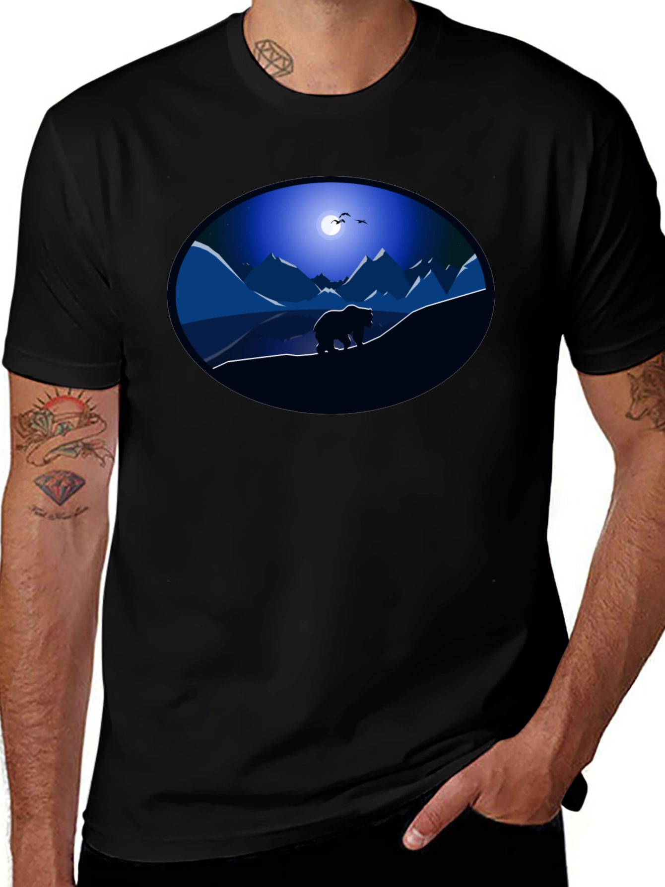 Bear Mountain Night Graphic Tee - Black