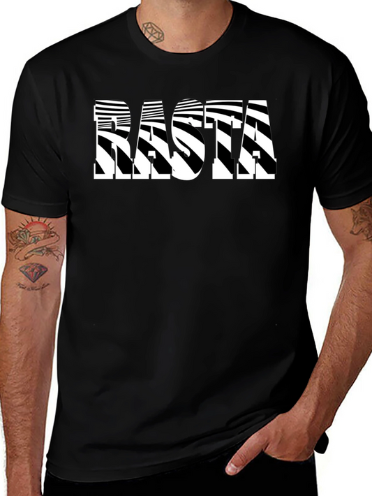Rasta Striped Graphic Tee - Stylish Black T-Shirt