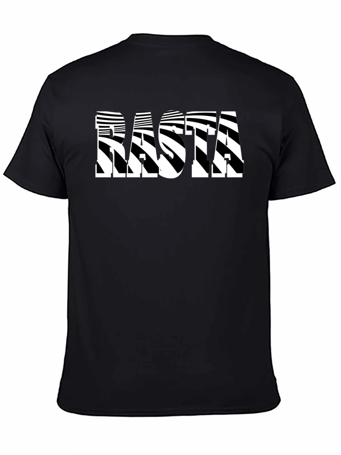 Rasta Striped Graphic Tee - Stylish Black T-Shirt