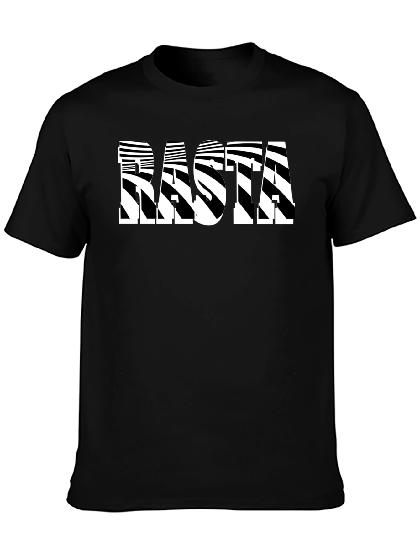 Rasta Striped Graphic Tee - Stylish Black T-Shirt