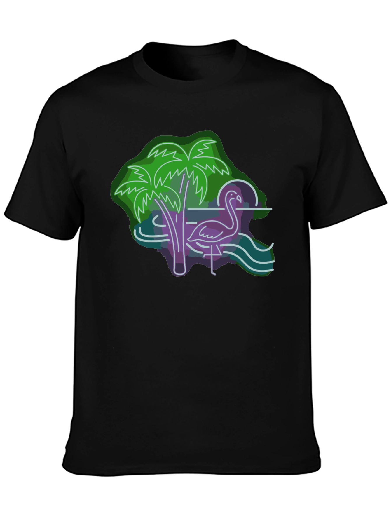 Neon Flamingo Graphic Tee - Tropical Vibes
