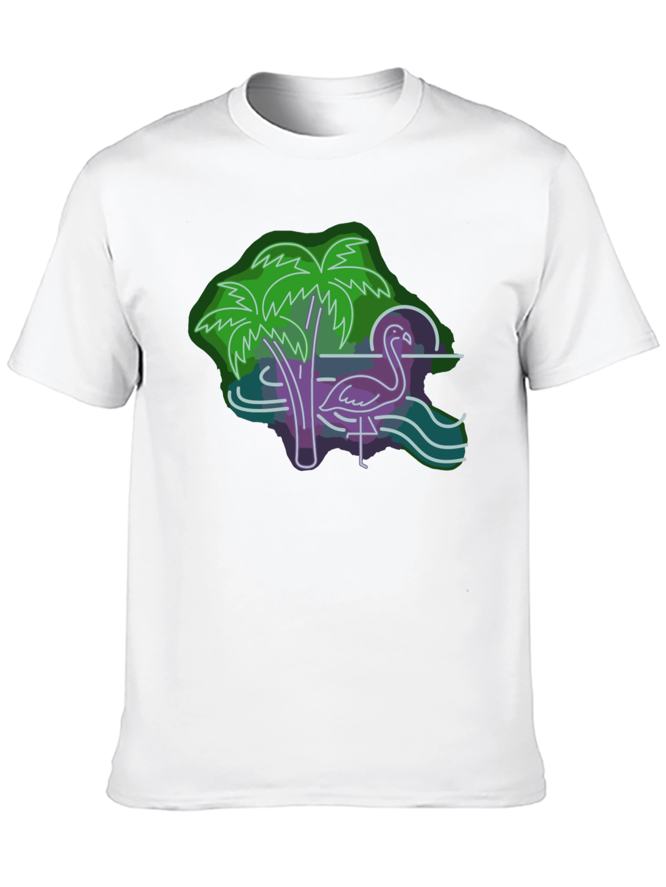 Neon Flamingo Graphic Tee - Tropical Vibes