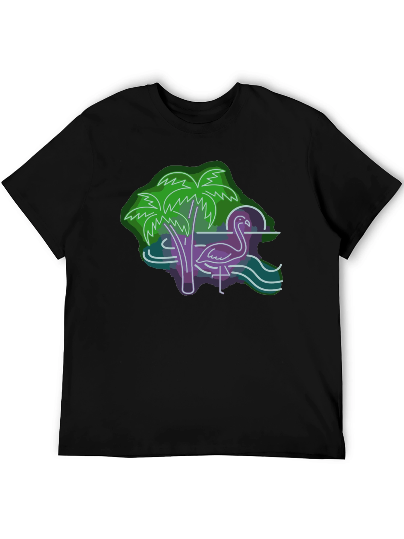 Neon Flamingo Graphic Tee - Tropical Vibes