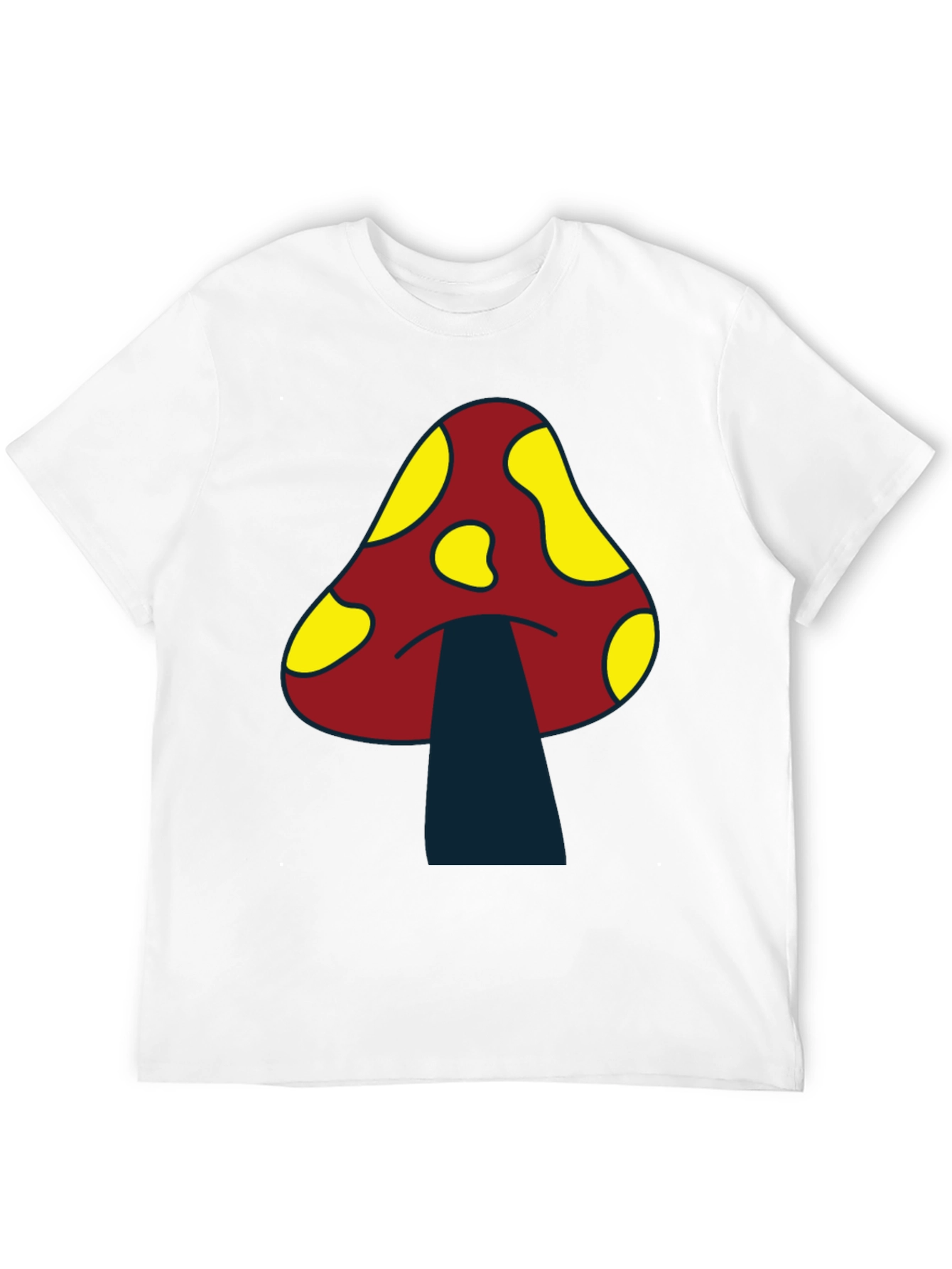 Funky Mushroom Graphic Tee - Black Cotton T-Shirt