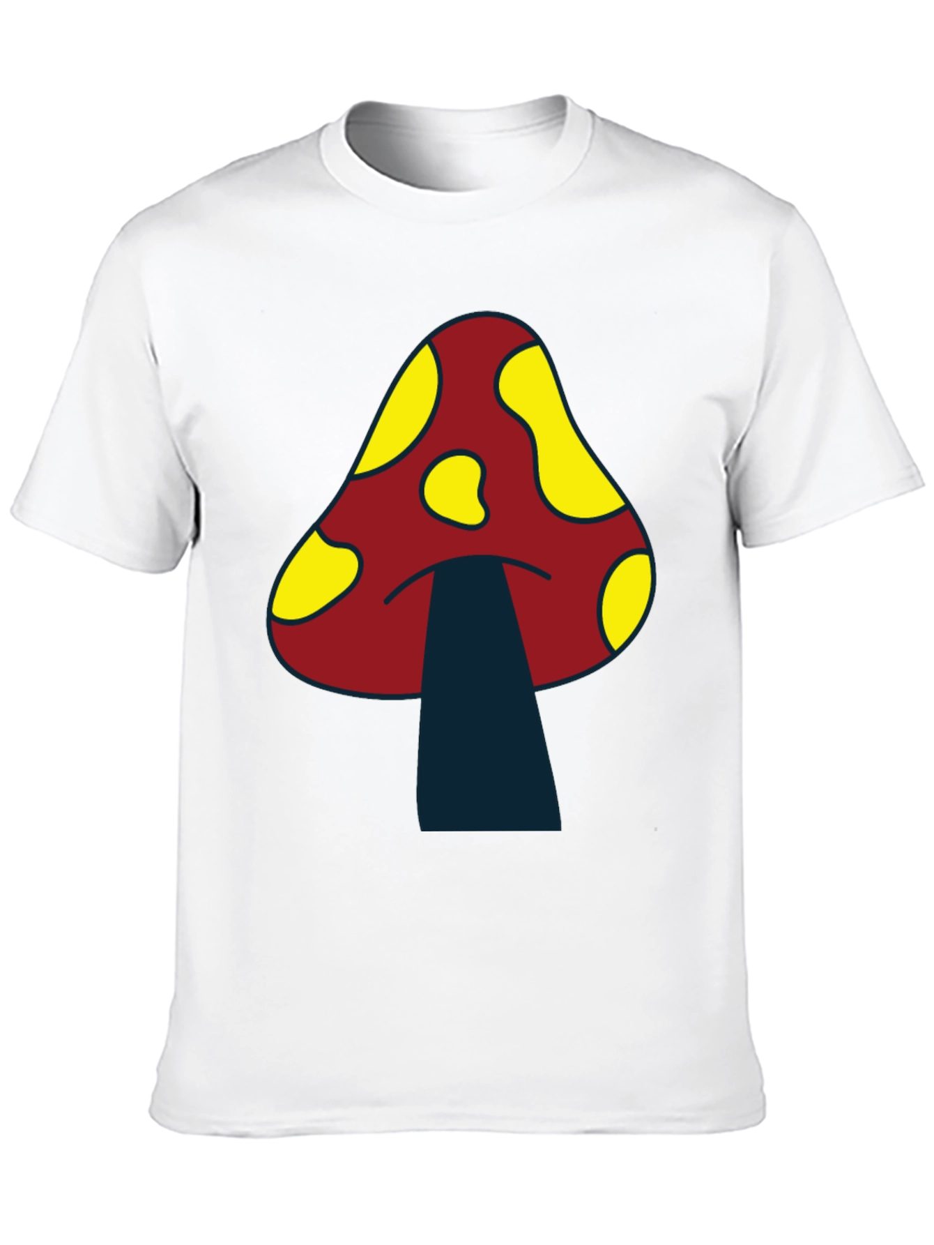 Funky Mushroom Graphic Tee - Black Cotton T-Shirt