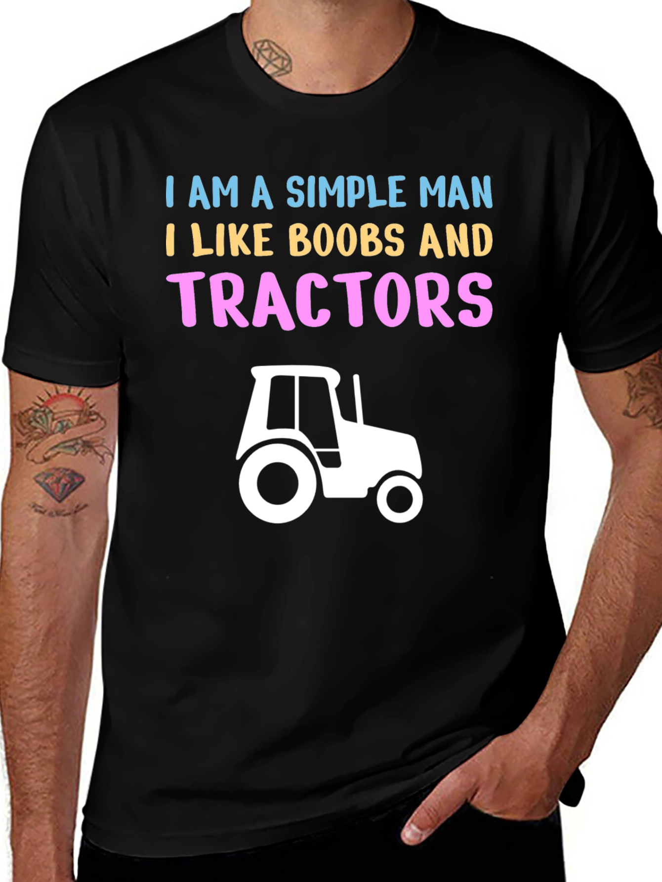 Simple Man Boobs and Tractors Graphic T-Shirt
