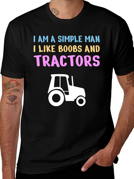 Simple Man Boobs and Tractors Graphic T-Shirt