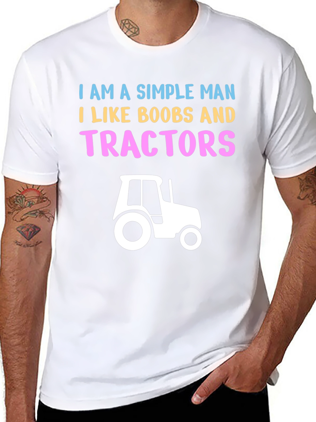 Simple Man Boobs and Tractors Graphic T-Shirt
