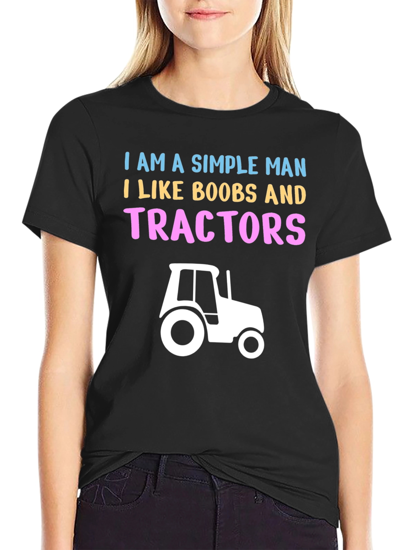 Simple Man Boobs and Tractors Graphic T-Shirt