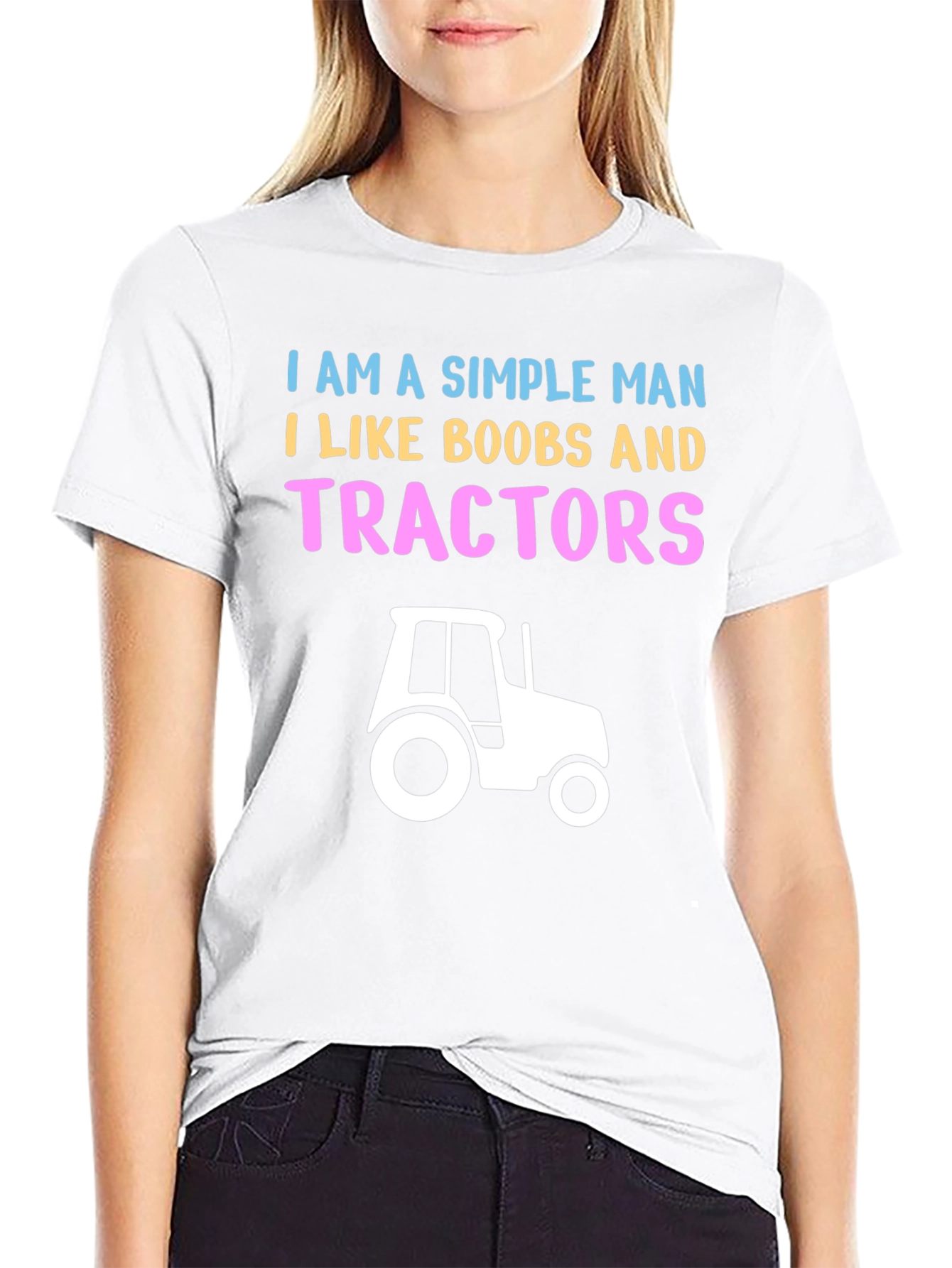 Simple Man Boobs and Tractors Graphic T-Shirt
