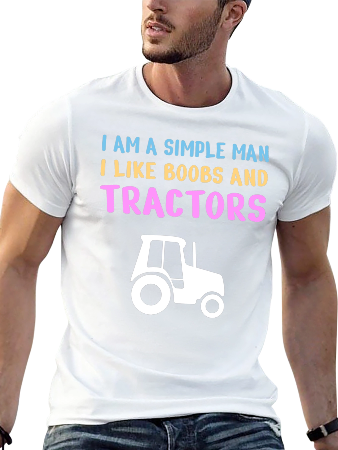 Simple Man Boobs and Tractors Graphic T-Shirt