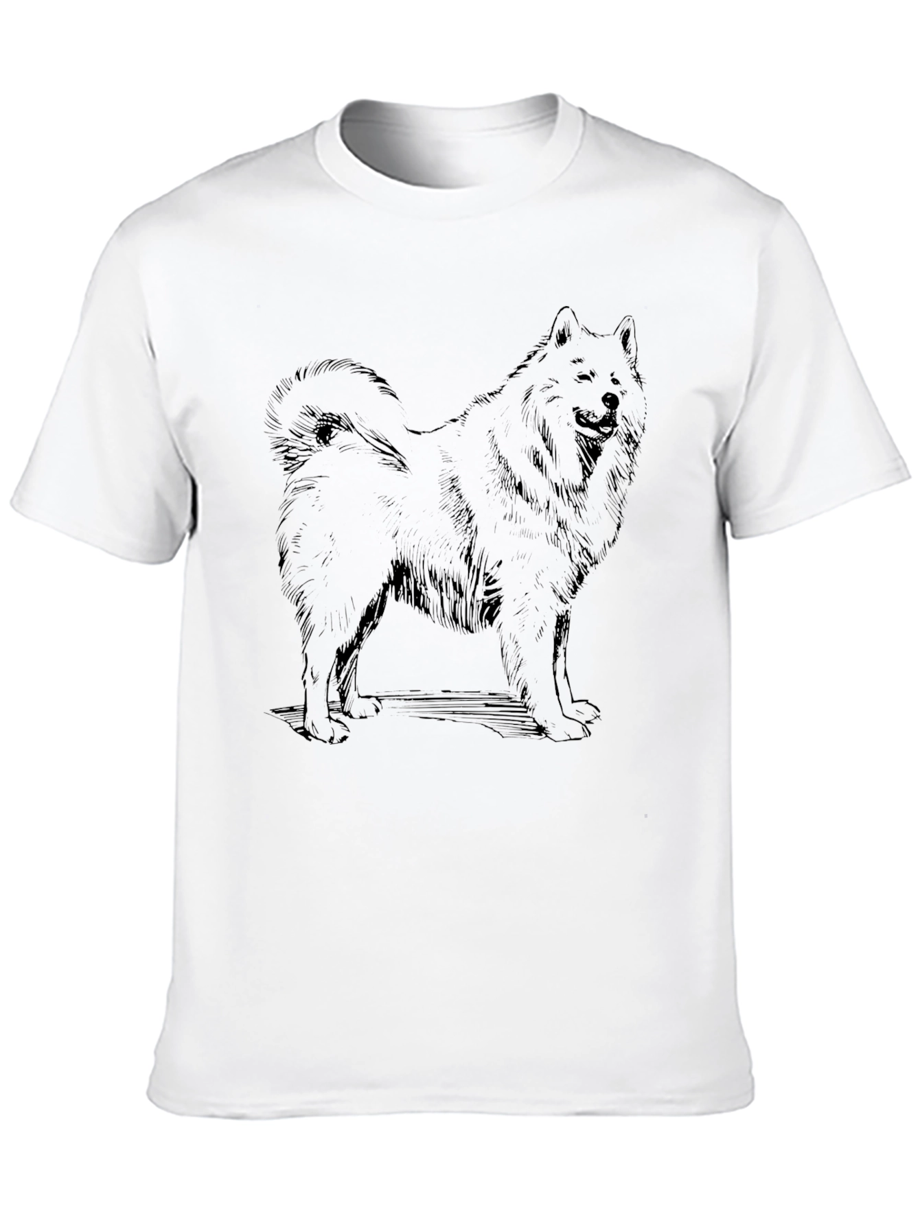 Dog Sketch Graphic Tee - Black Cotton Casual Shirt