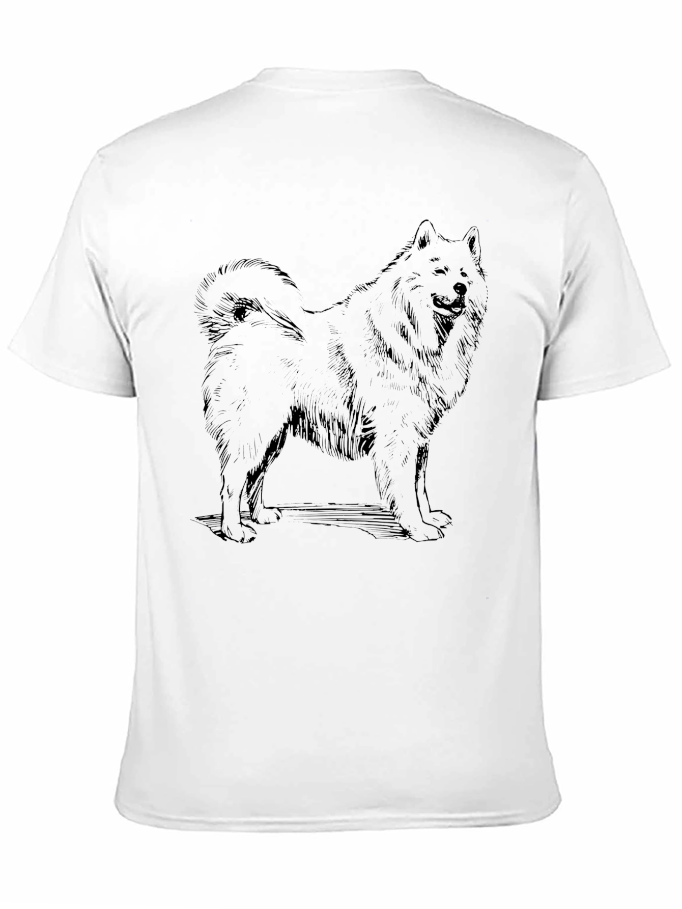 Dog Sketch Graphic Tee - Black Cotton Casual Shirt