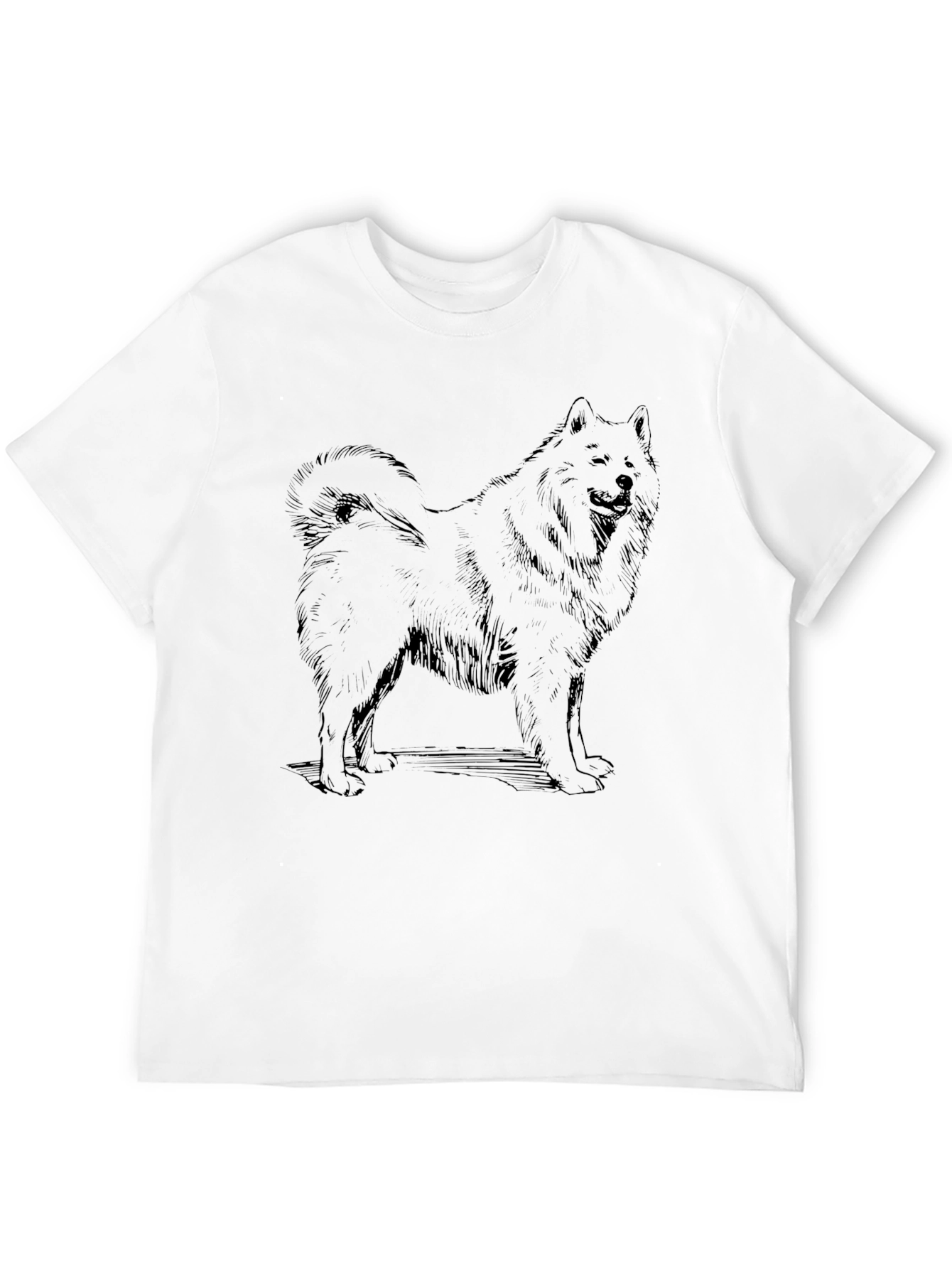 Dog Sketch Graphic Tee - Black Cotton Casual Shirt