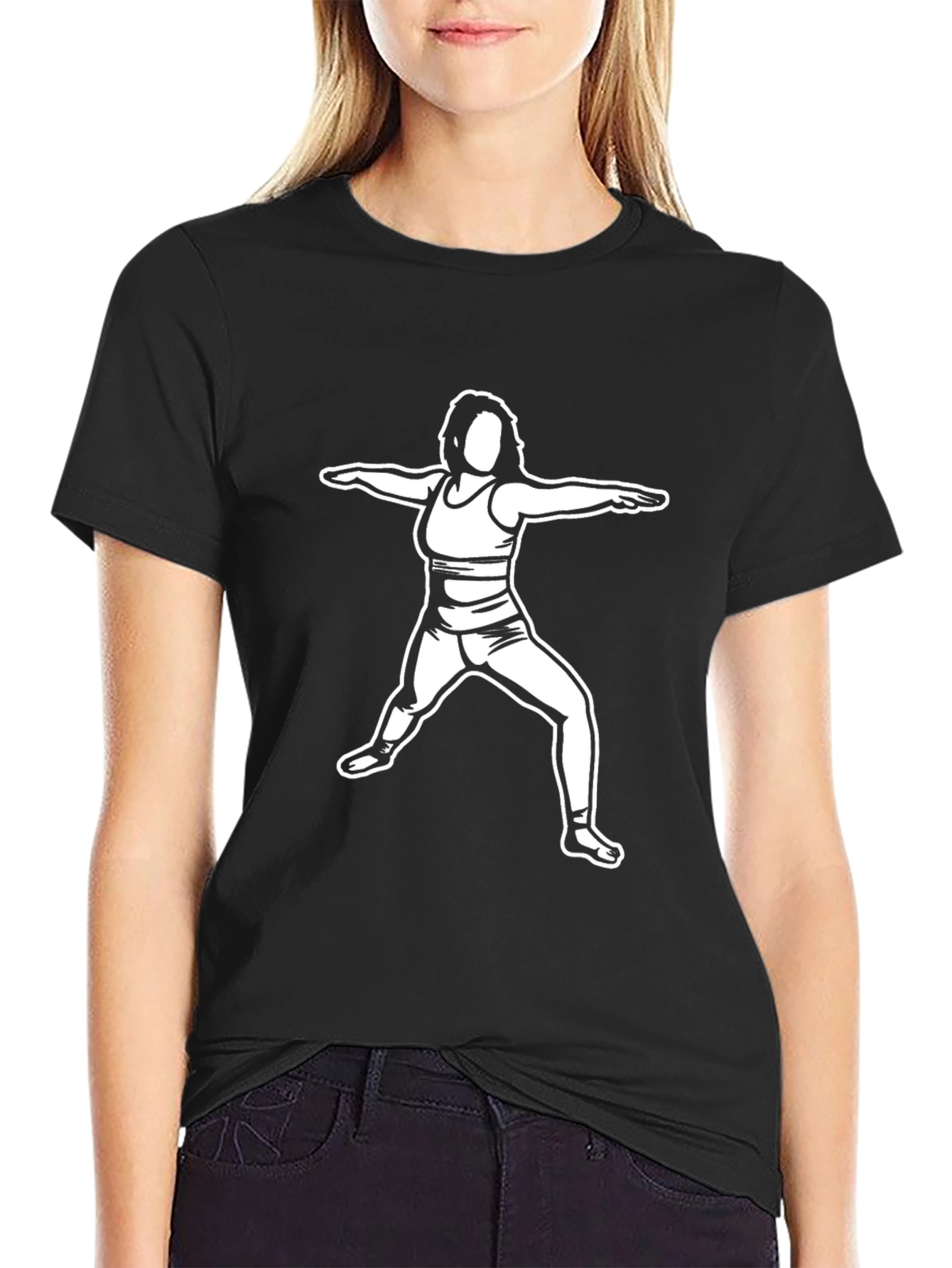 Yoga Pose Graphic Tee - Black Casual T-Shirt