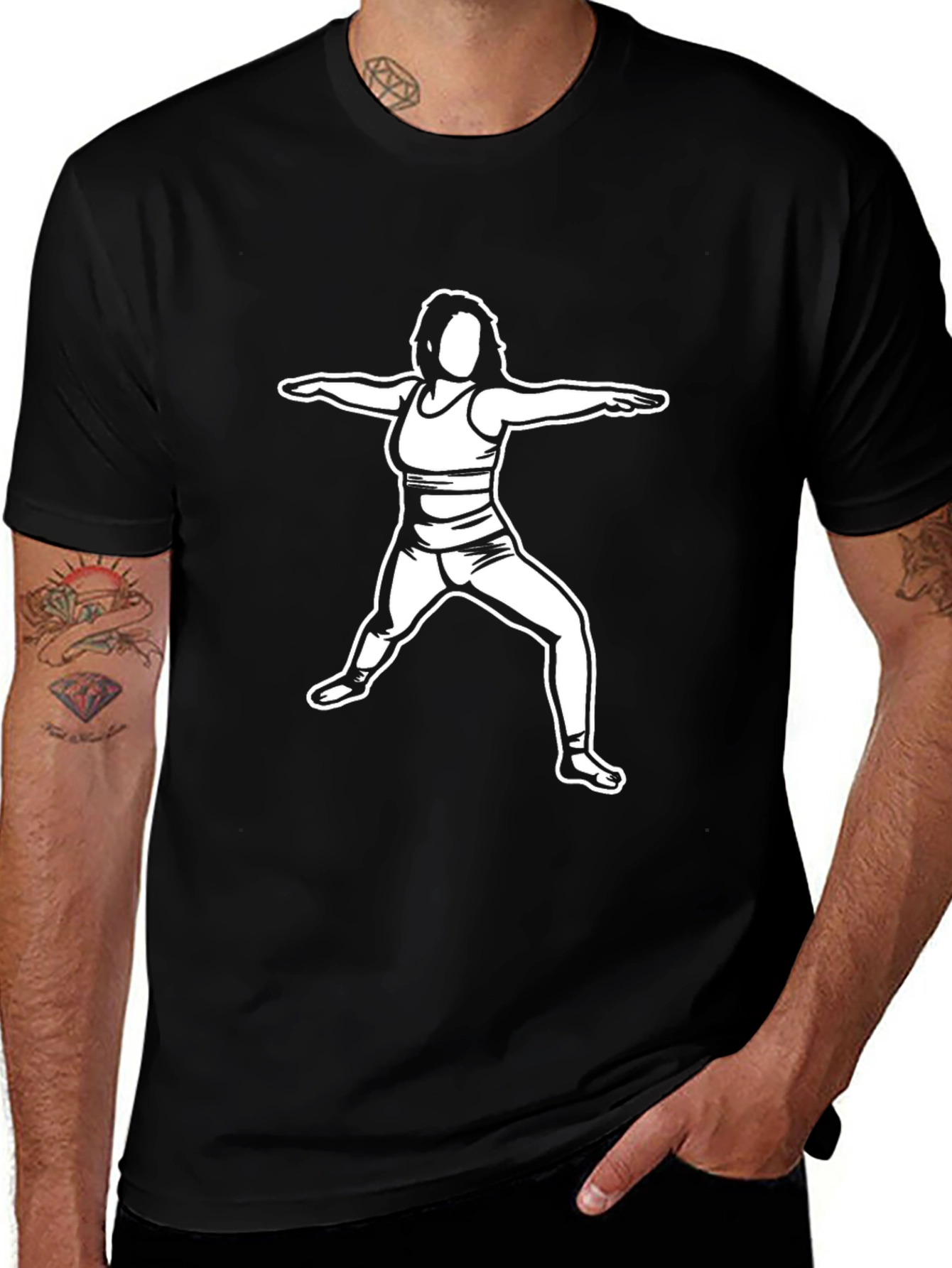 Yoga Pose Graphic Tee - Black Casual T-Shirt