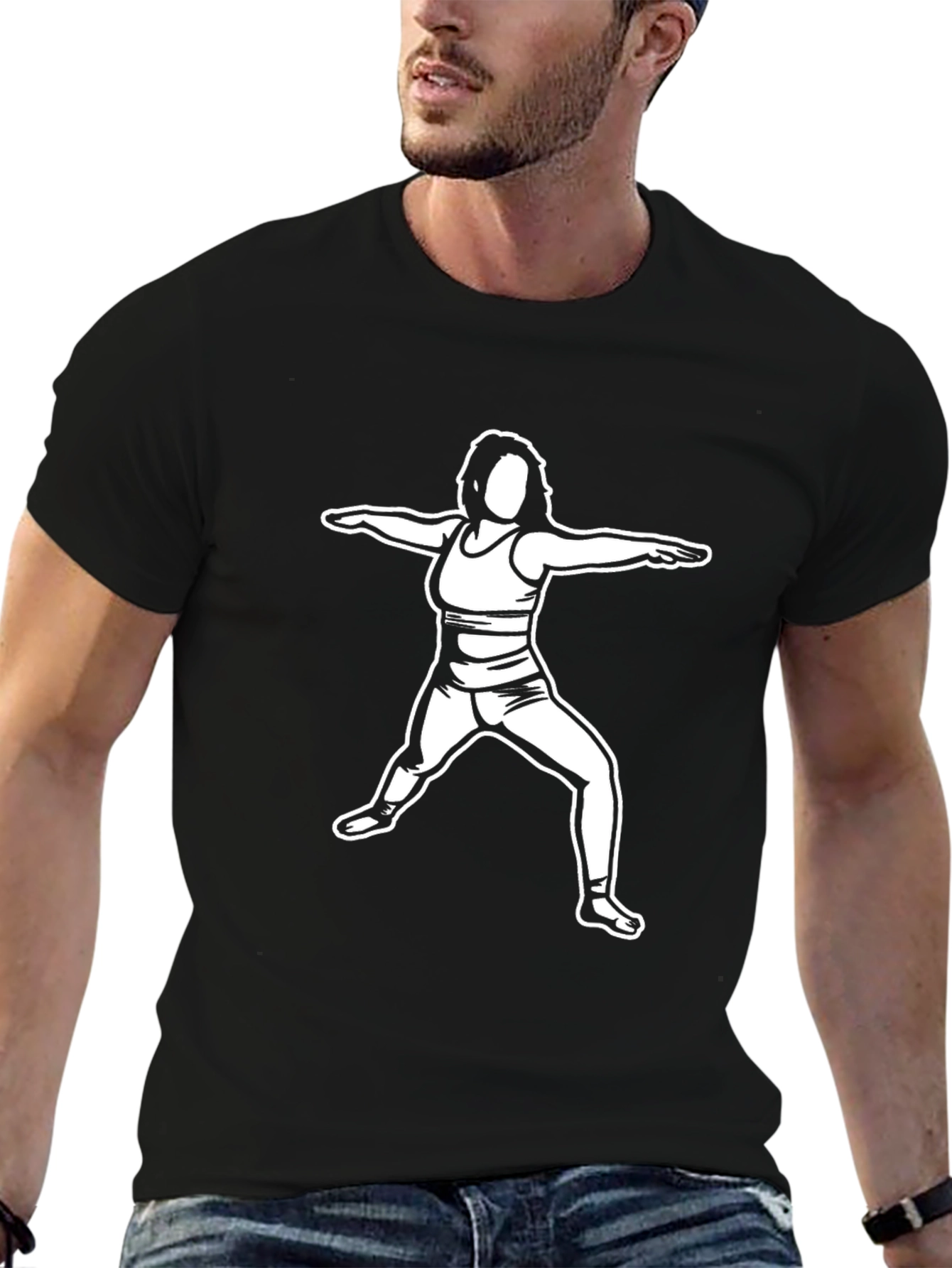 Yoga Pose Graphic Tee - Black Casual T-Shirt