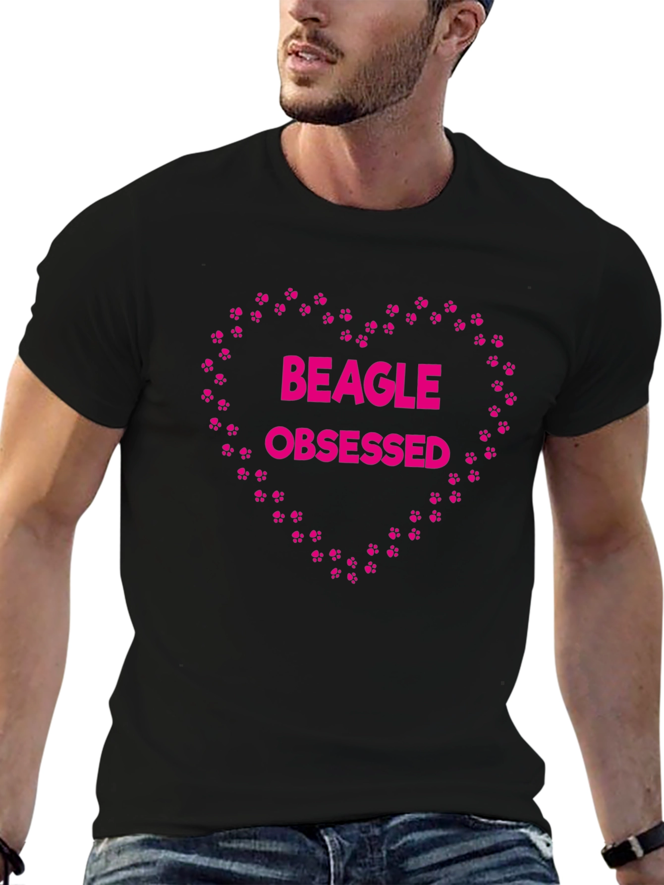 Beagle Obsessed Heart Paw Print T-Shirt